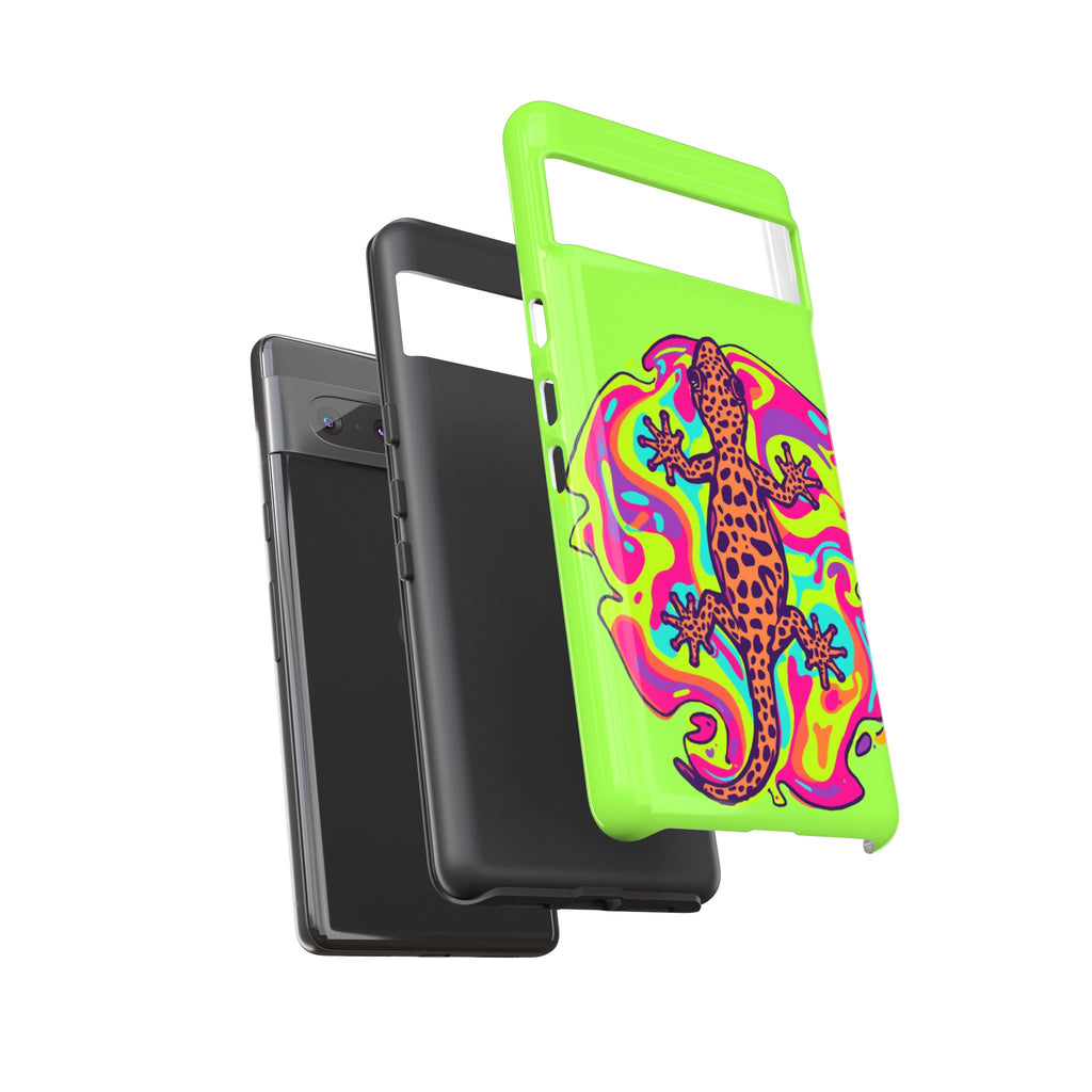 Phone Cases | Neon Leopard Gecko Swirl Phone Case