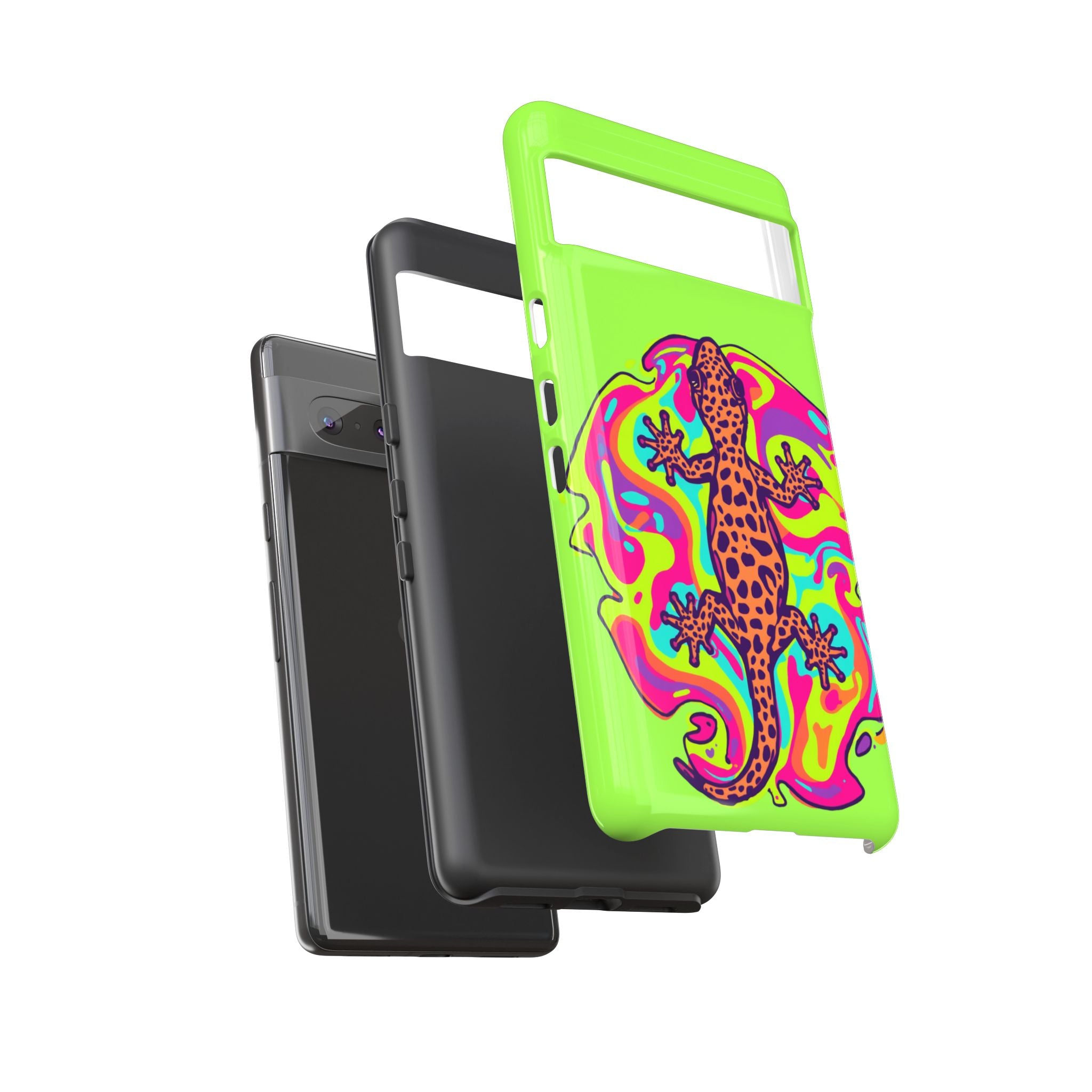 Phone Cases | Neon Leopard Gecko Swirl Phone Case