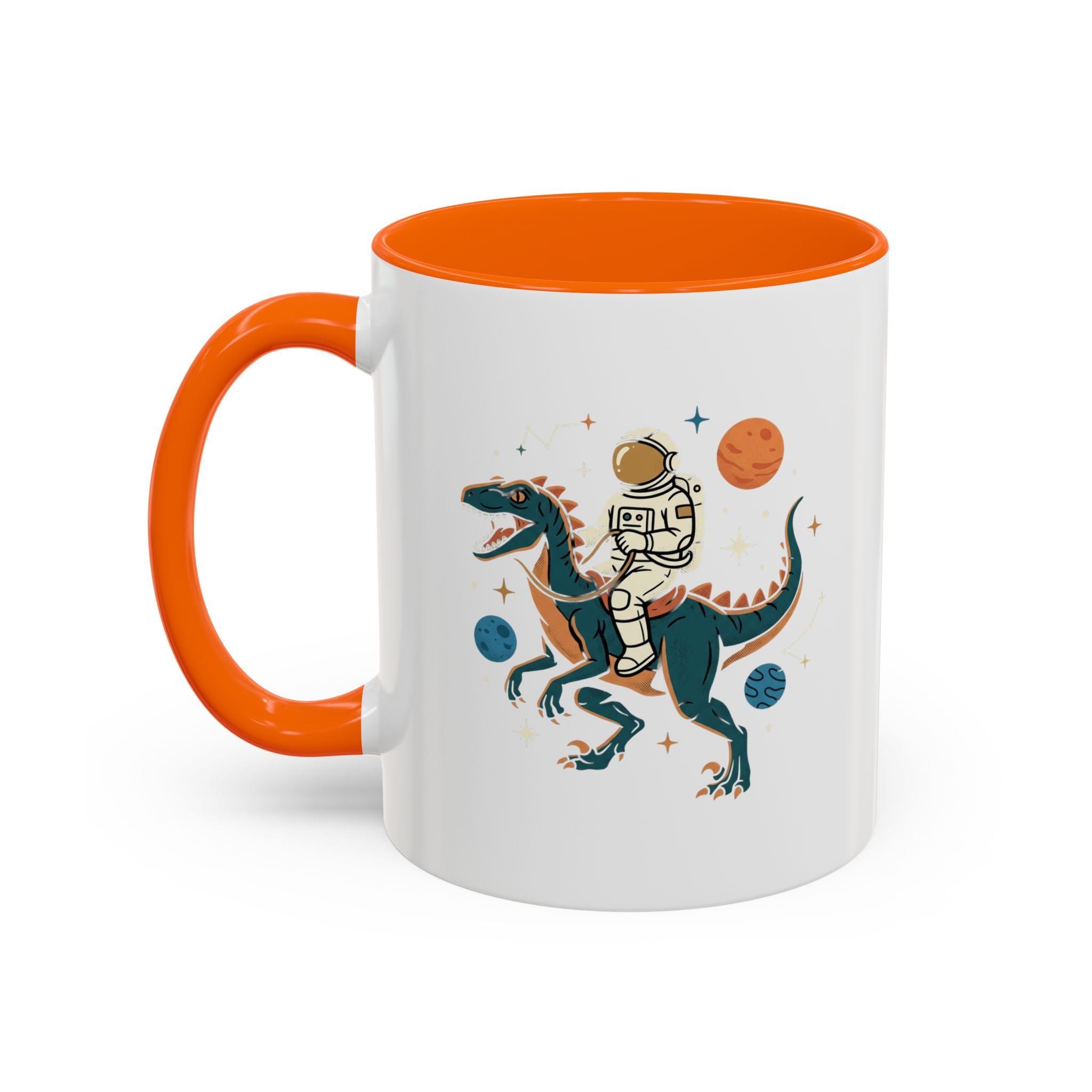 Coffee Mug | Astronaut Riding Velociraptor Accent Mug