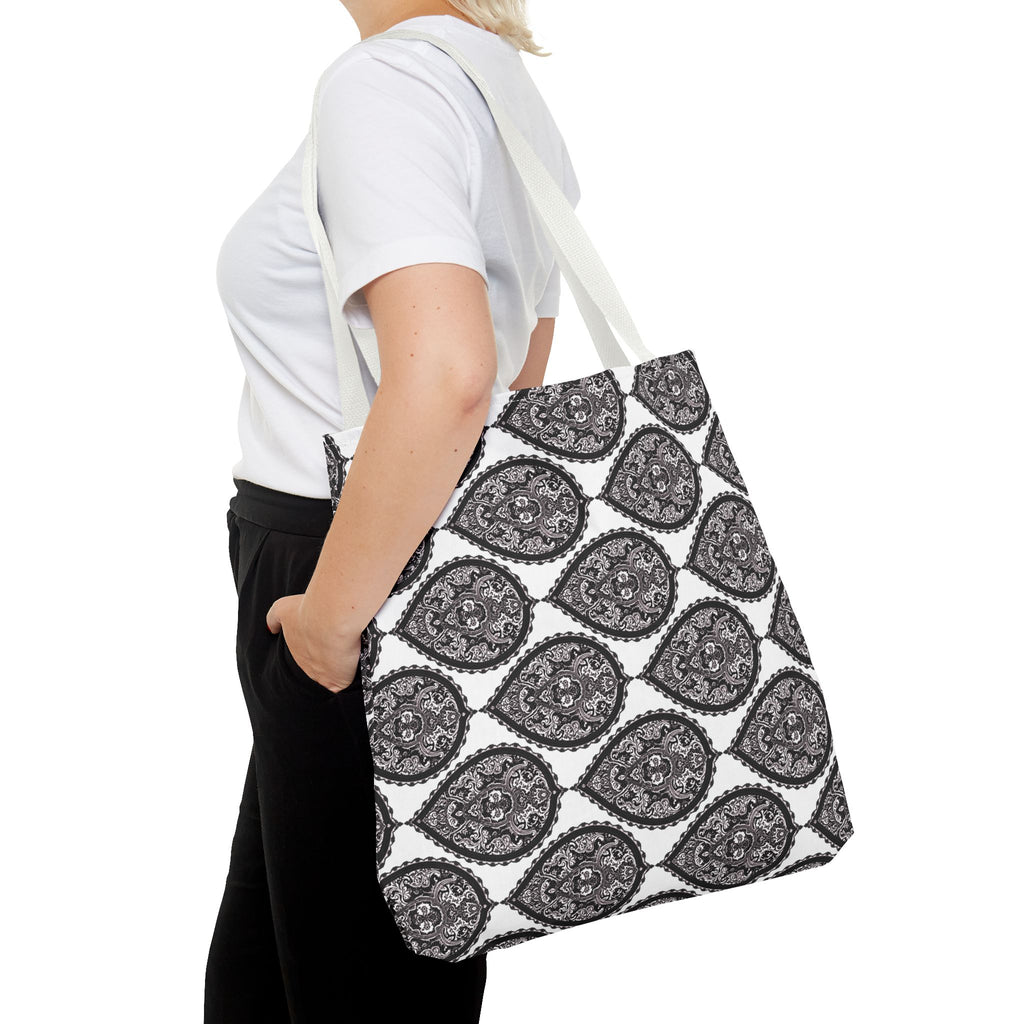 Tote Bag | Black & White Paisley Pattern