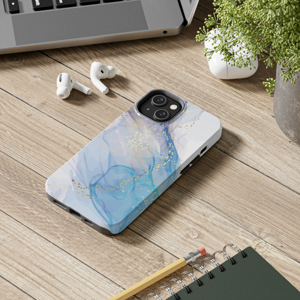 Phone Case | Gold Fleck Blue Marble Tough Protective Phone Cover