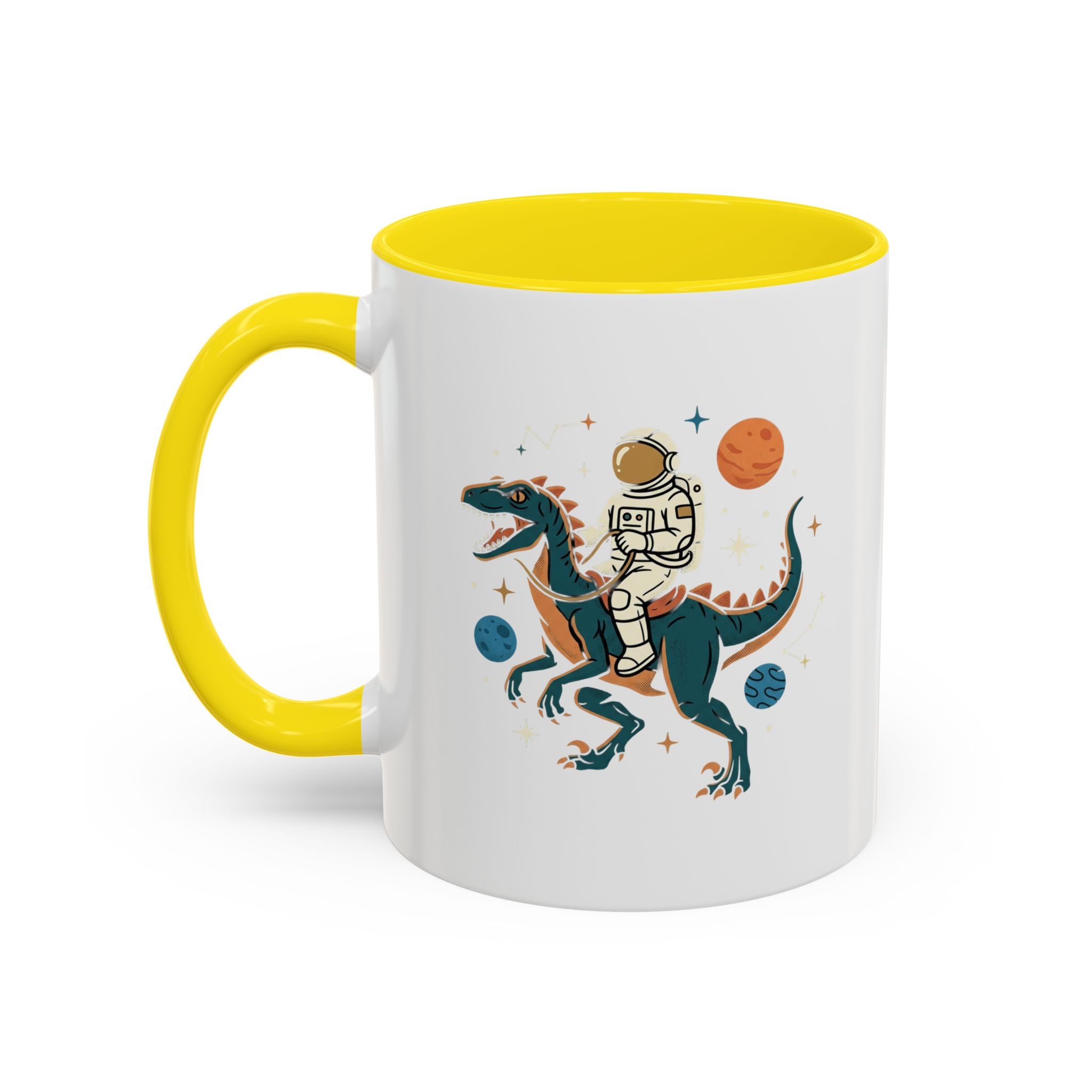 Coffee Mug | Astronaut Riding Velociraptor Accent Mug