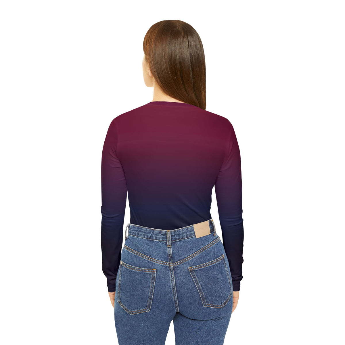 Gradient Ombre Long Sleeve V-Neck Shirt