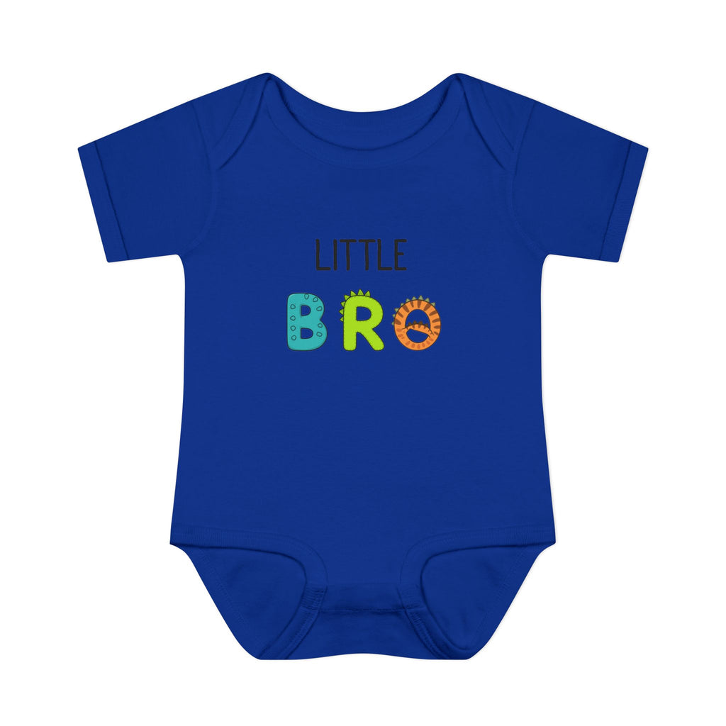 Baby Bodysuit | 'Little Bro' Sibling Infant Onesie with Colorful Dino Letters