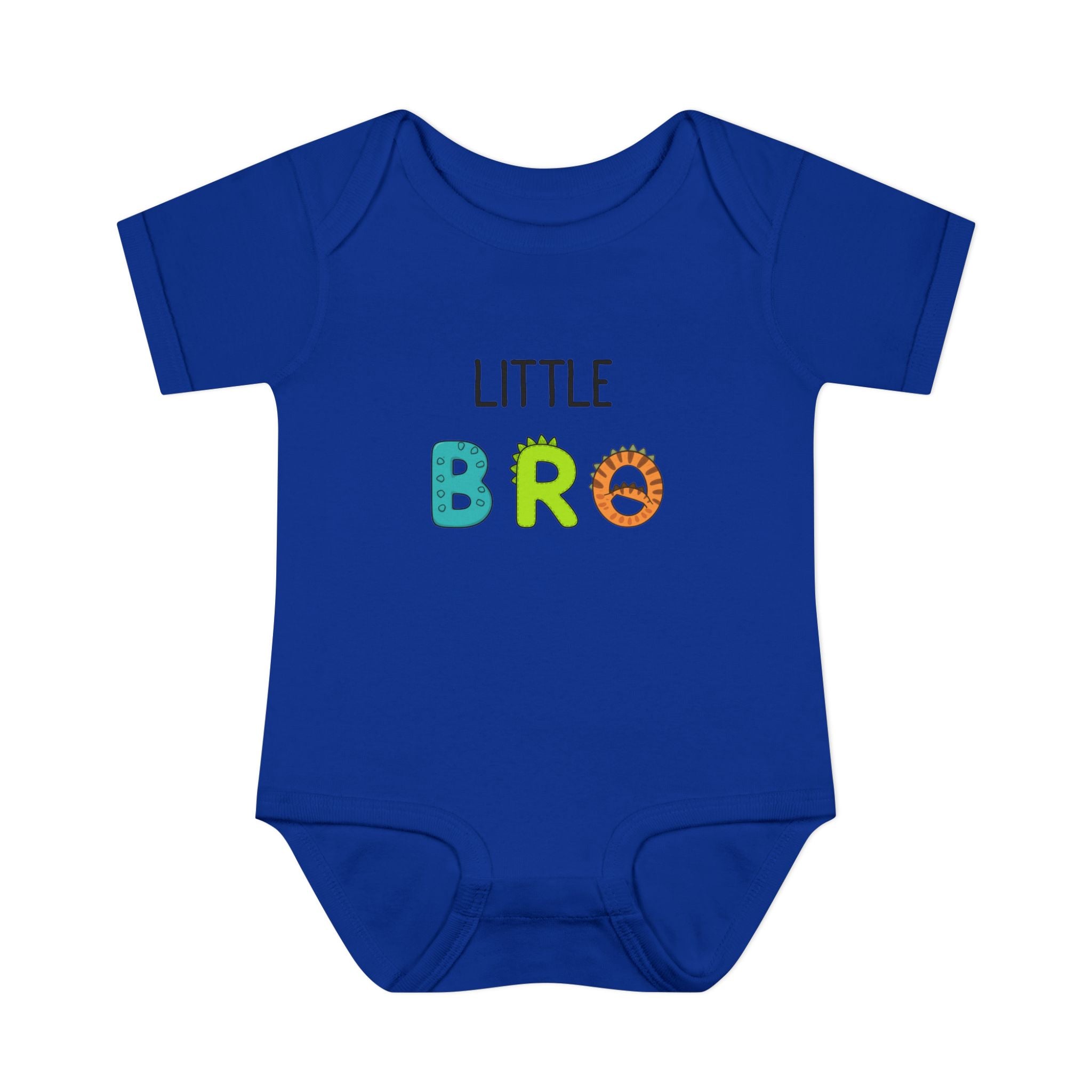 Baby Bodysuit | 'Little Bro' Sibling Infant Onesie with Colorful Dino Letters