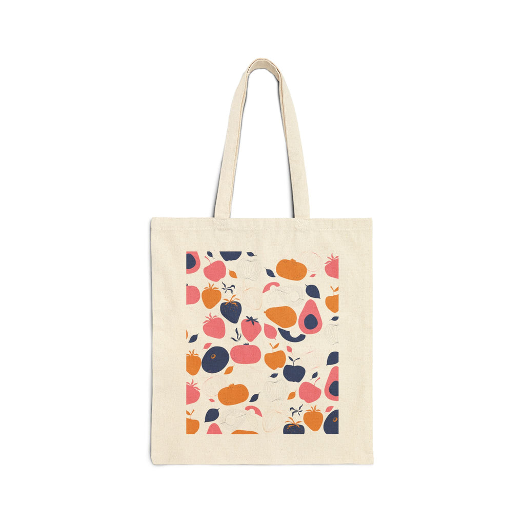 Tote Bag | Abstract Fruit Pattern Canvas Grocery Tote