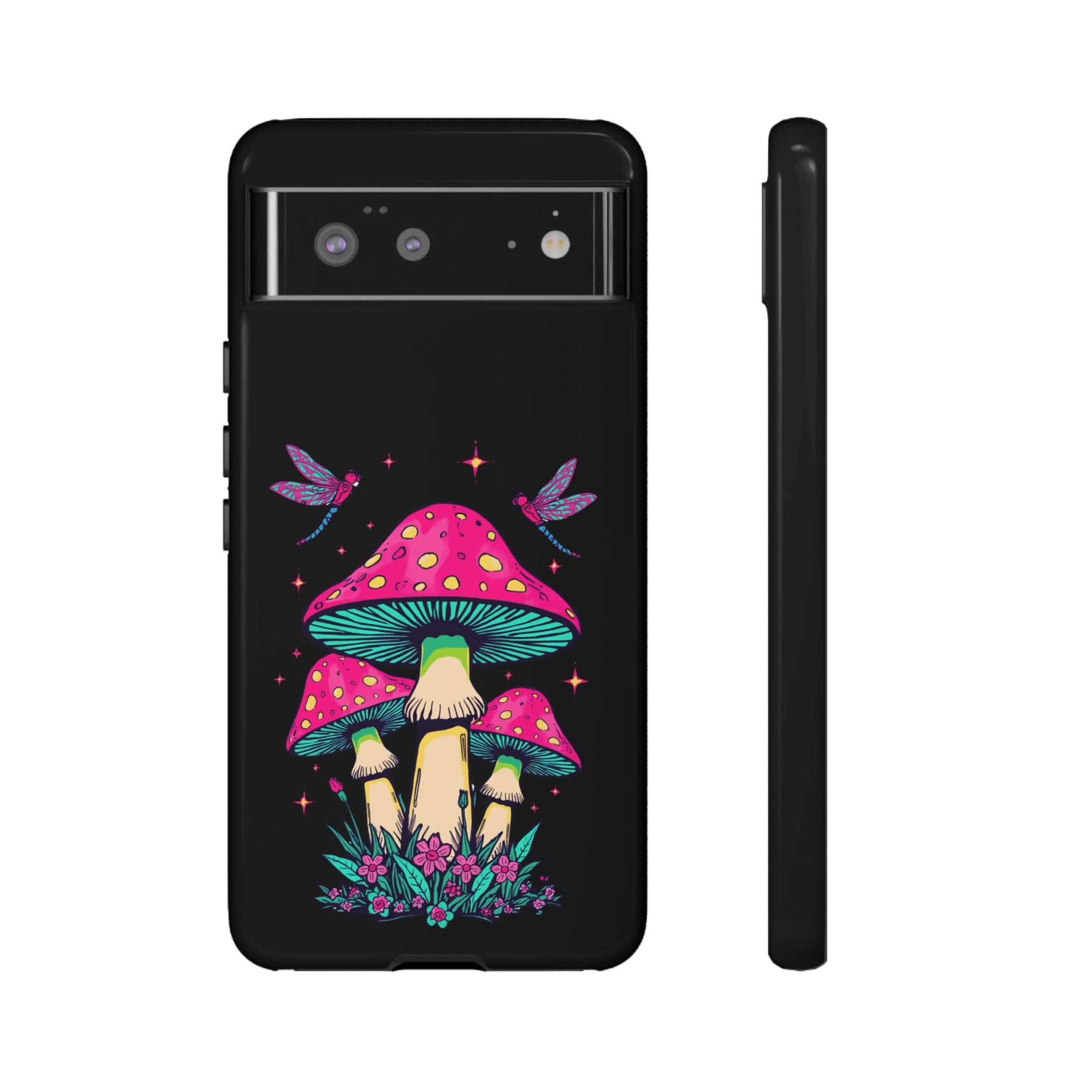 Phone Cases | Colorful Mushroom and Dragonfly Print Tough Case