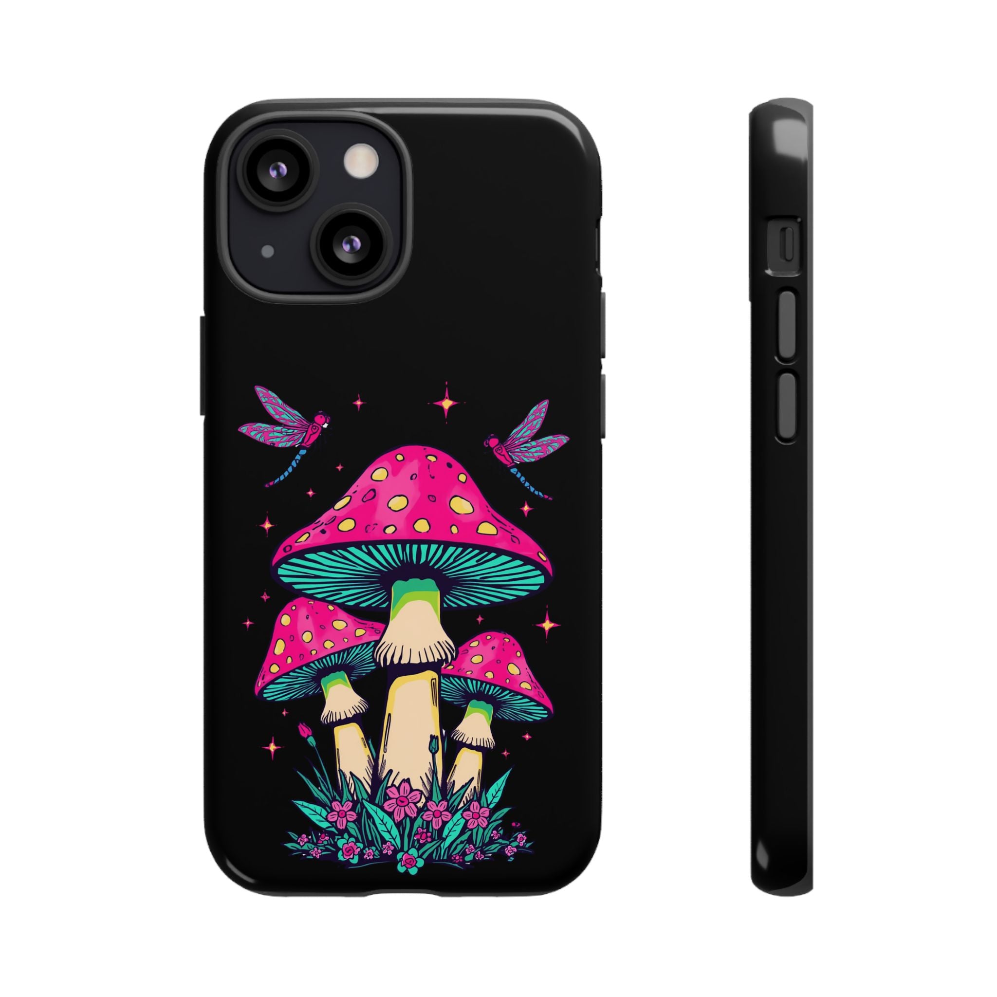 Phone Cases | Colorful Mushroom and Dragonfly Print Tough Case
