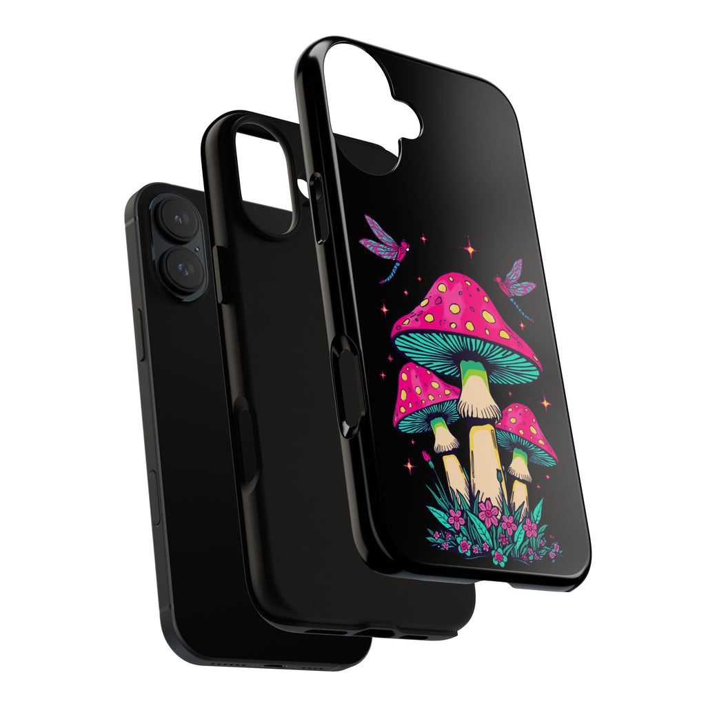 Phone Cases | Colorful Mushroom and Dragonfly Print Tough Case