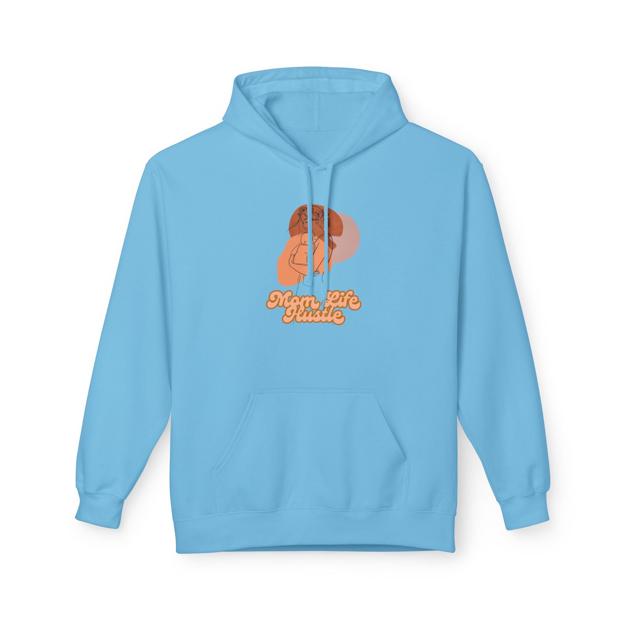 'Mom Life Hustle' Retro Hoodie | Delicate Line Illustration of a Mother & Baby