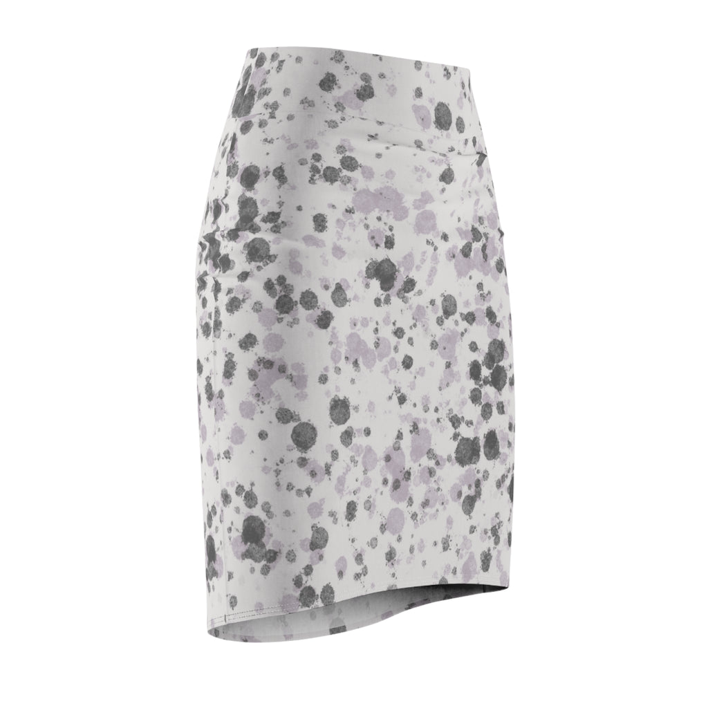 Women's Pencil Skirt | Lavender Gray Abstract Watercolor Spot Midi
