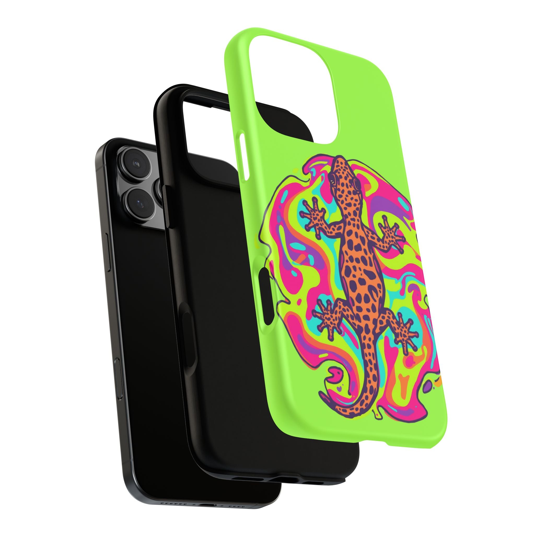 Phone Cases | Neon Leopard Gecko Swirl Phone Case