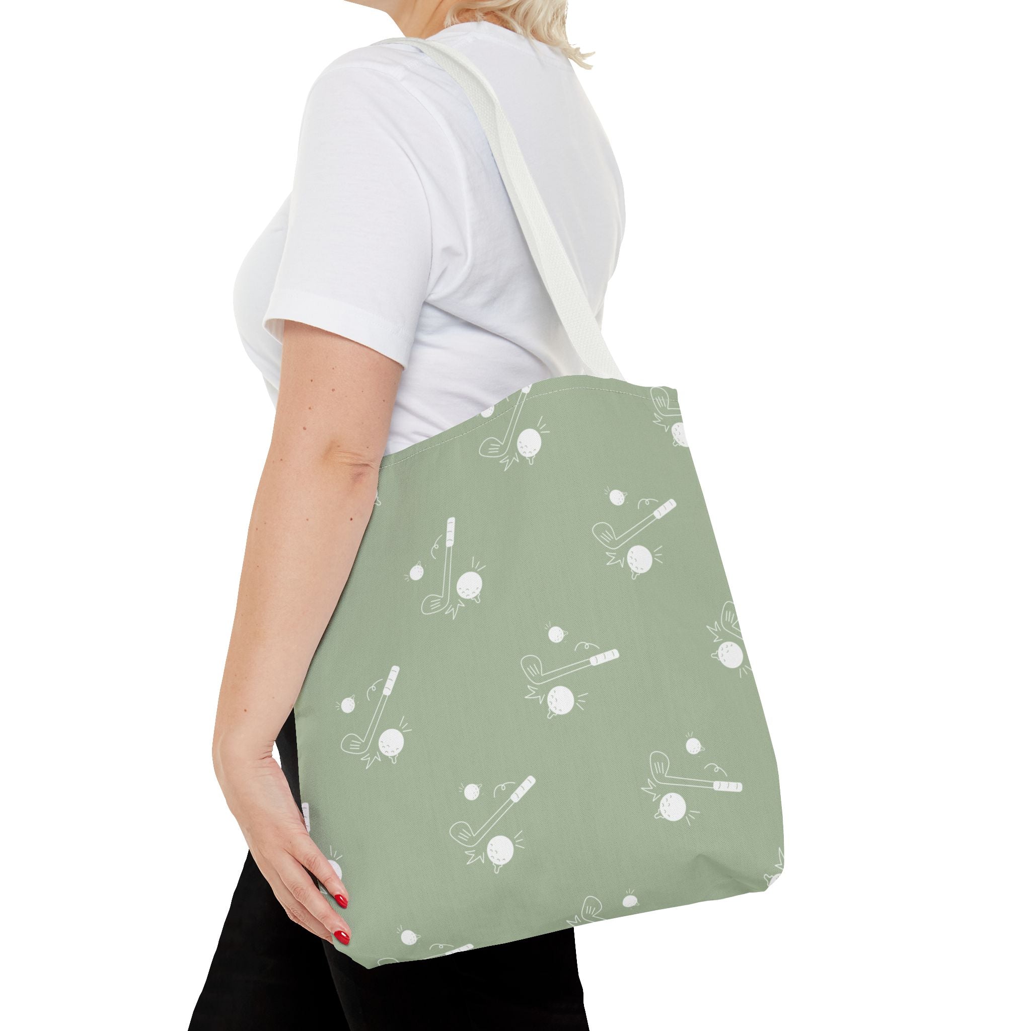 Tote Bag | Sage Green and Golf Pattern Shoulder Bag