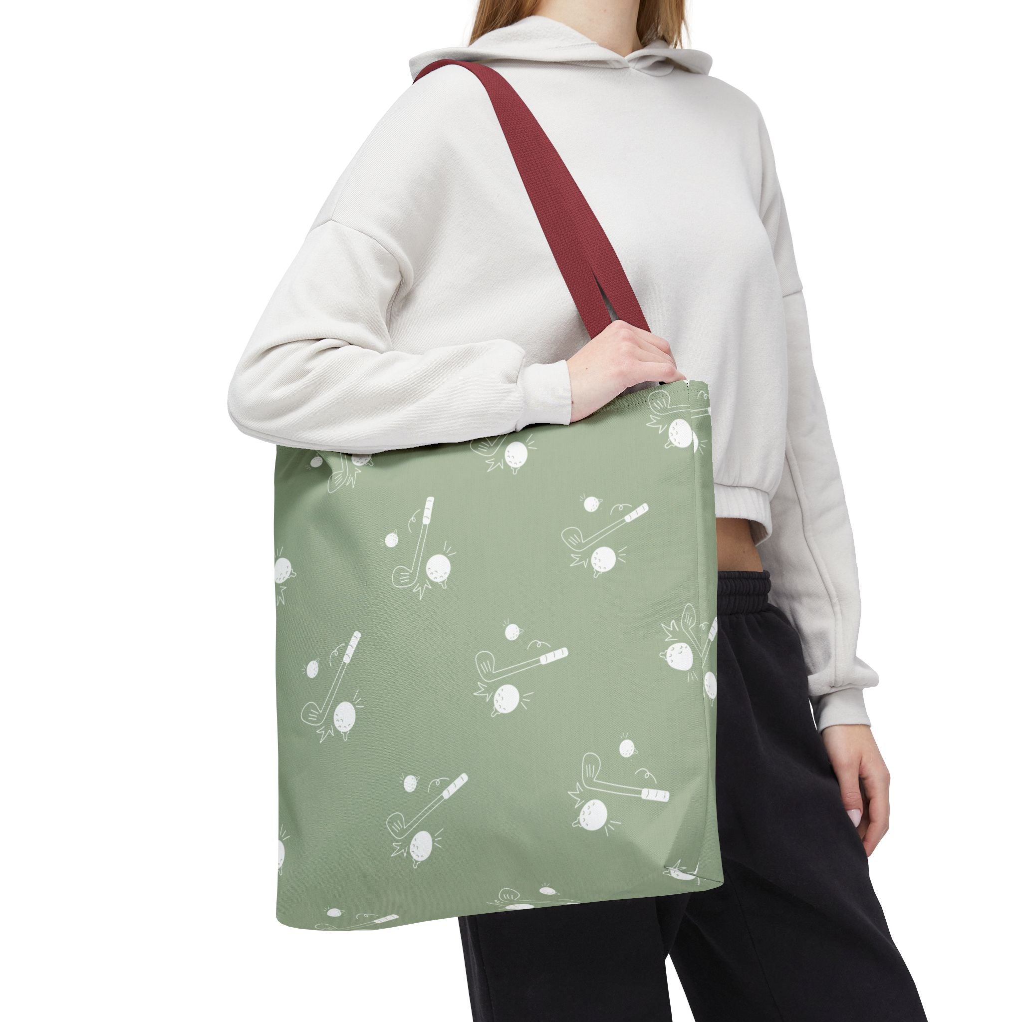 Tote Bag | Sage Green and Golf Pattern Shoulder Bag