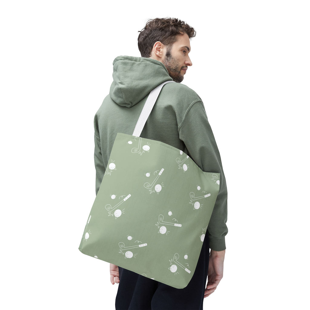 Tote Bag | Sage Green and Golf Pattern Shoulder Bag