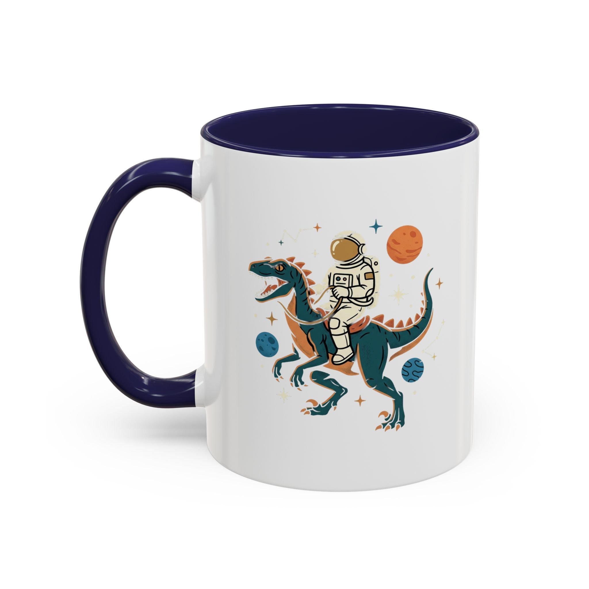 Coffee Mug | Astronaut Riding Velociraptor Accent Mug