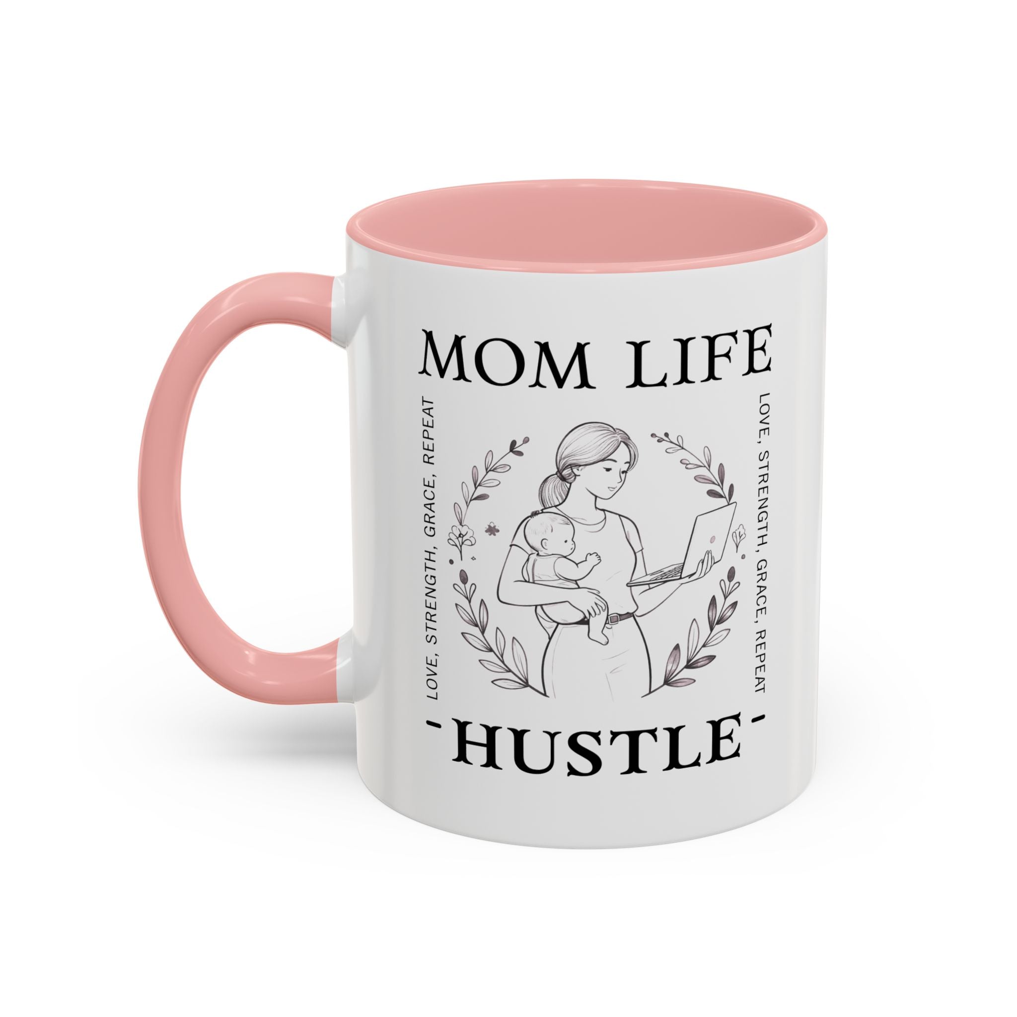Mom Life Hustle Coffee Mug | Mom Life Accent Ceramic Mug 11/15oz