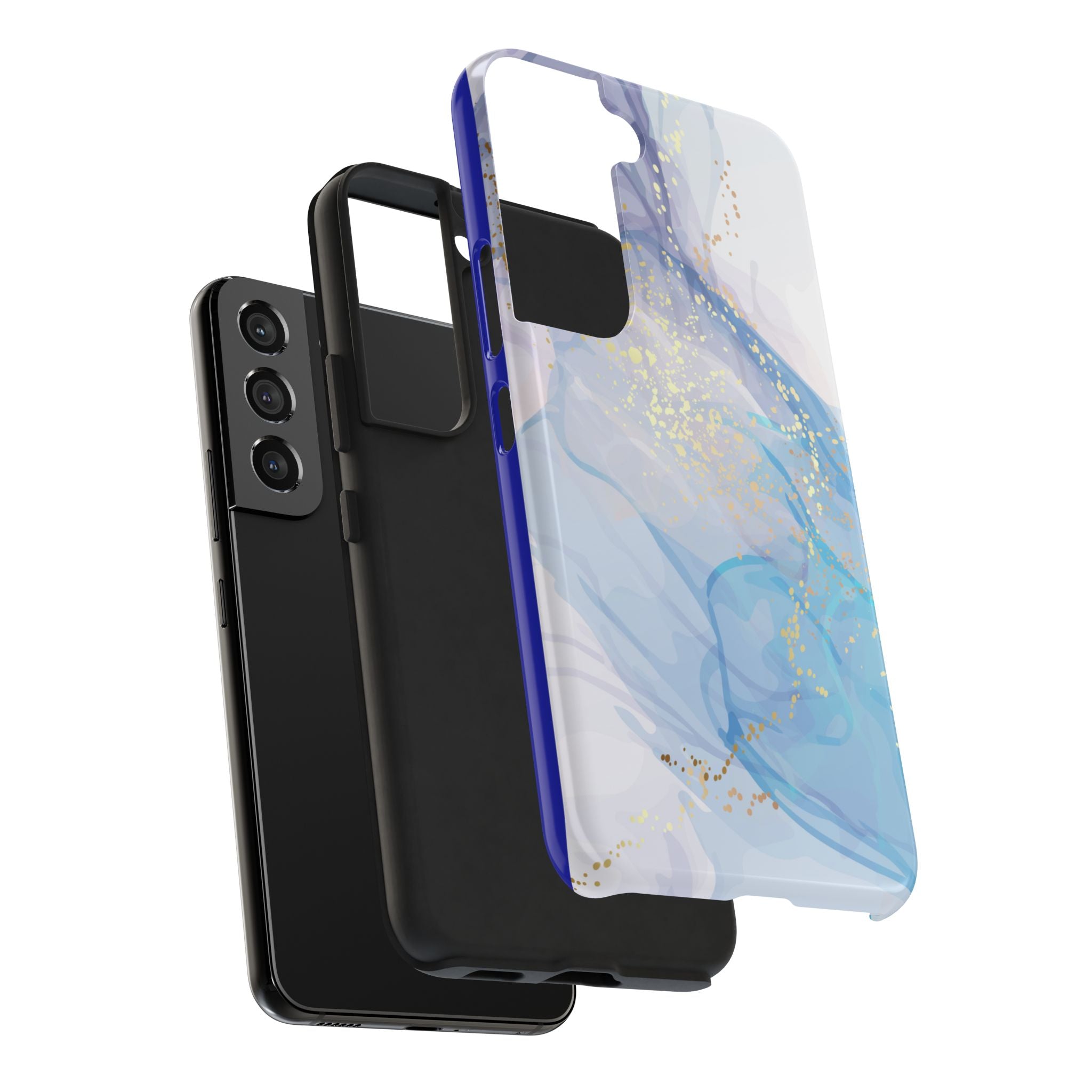 Phone Case | Gold Fleck Blue Marble Tough Protective Phone Cover