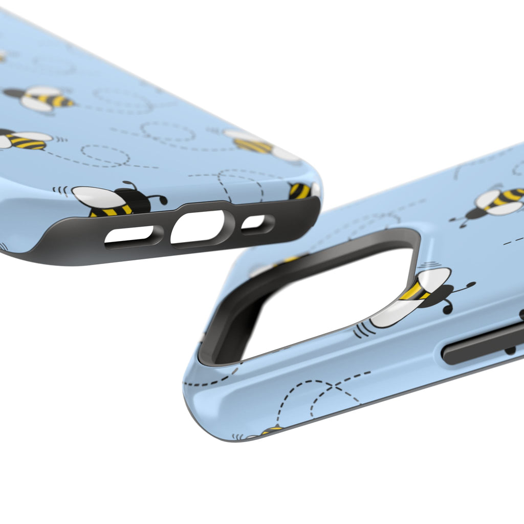 Phone Case | Sky Blue Bee Pattern Magnetic Impact-Resistant Phone Case
