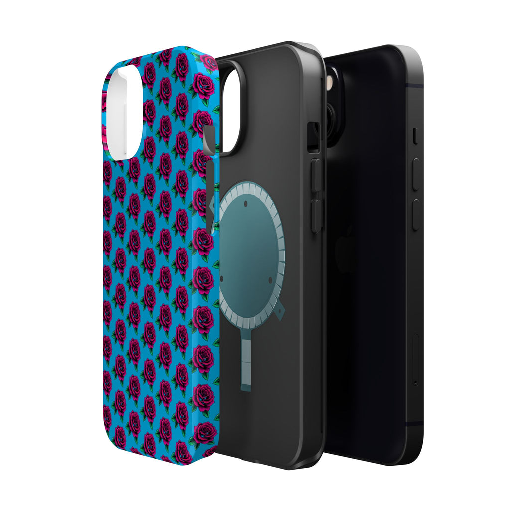 Phone Cases | Bright Rose Pattern Magnetic Impact-Resistant Case