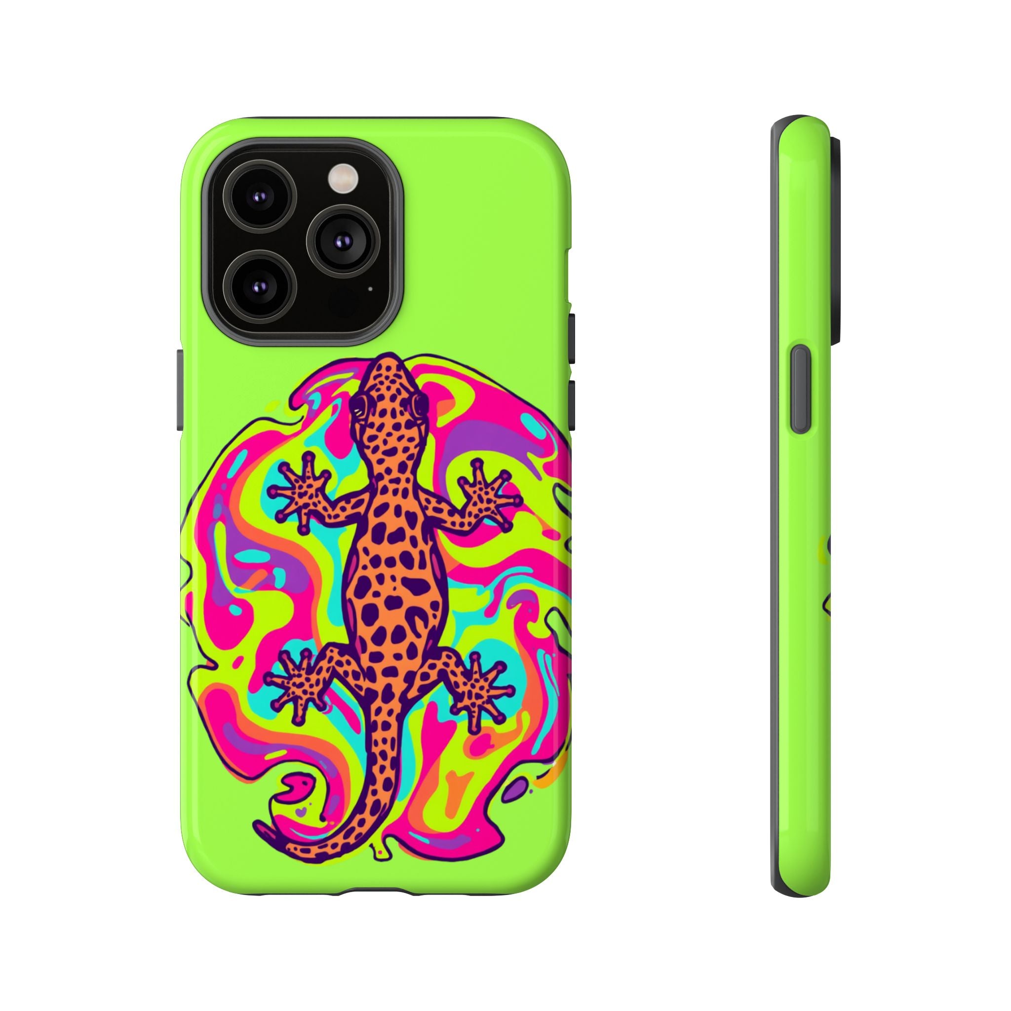 Phone Cases | Neon Leopard Gecko Swirl Phone Case