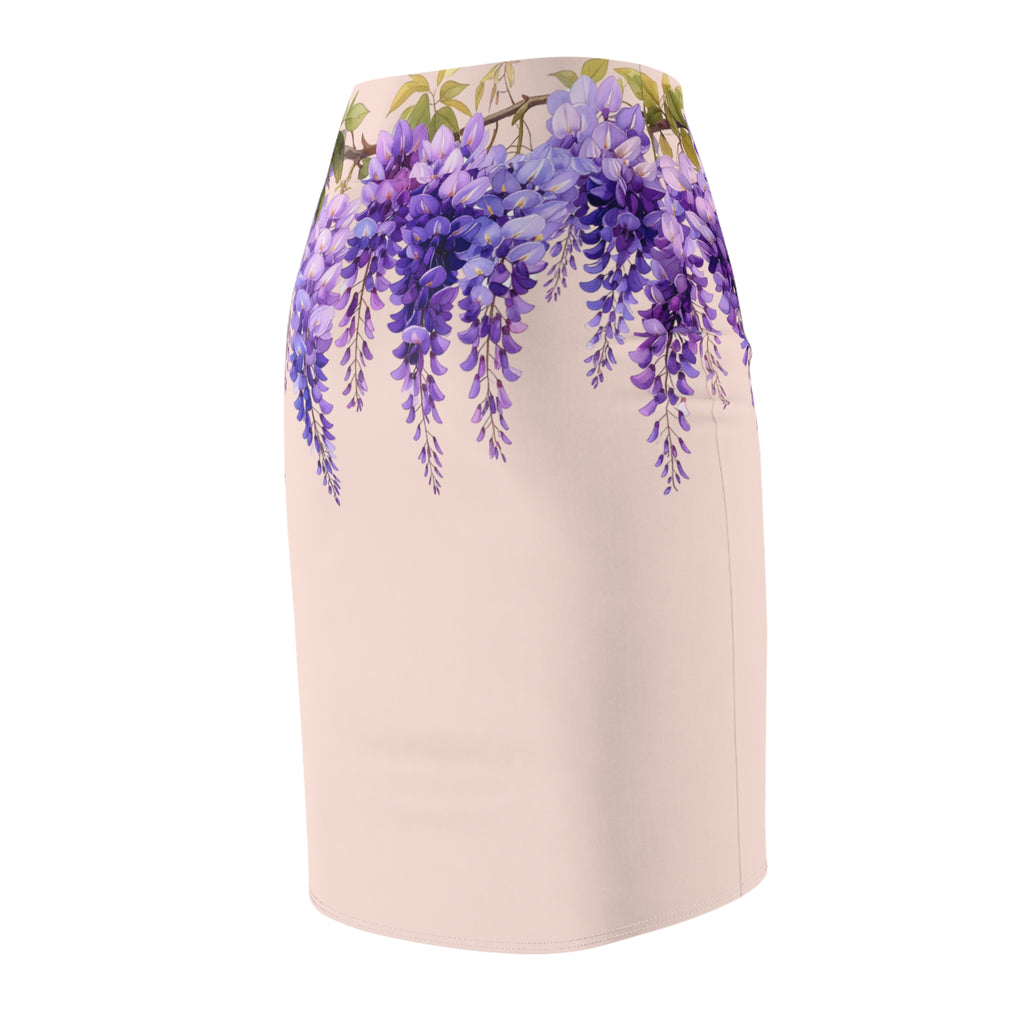 Women's Pencil Skirt | Wisteria Bloom Cascade Skirt