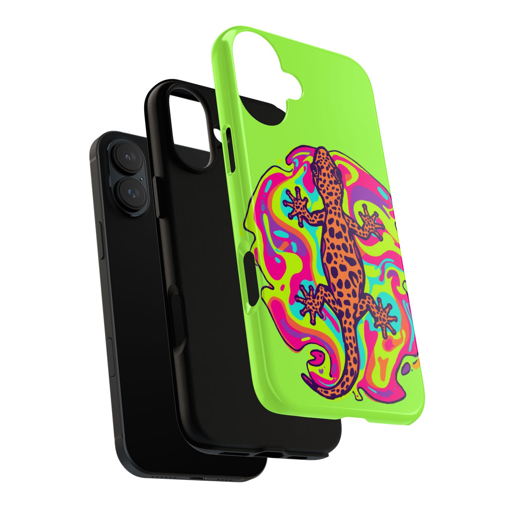 Phone Cases | Neon Leopard Gecko Swirl Phone Case