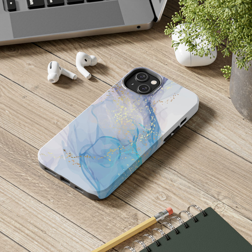 Phone Case | Gold Fleck Blue Marble Tough Protective Phone Cover