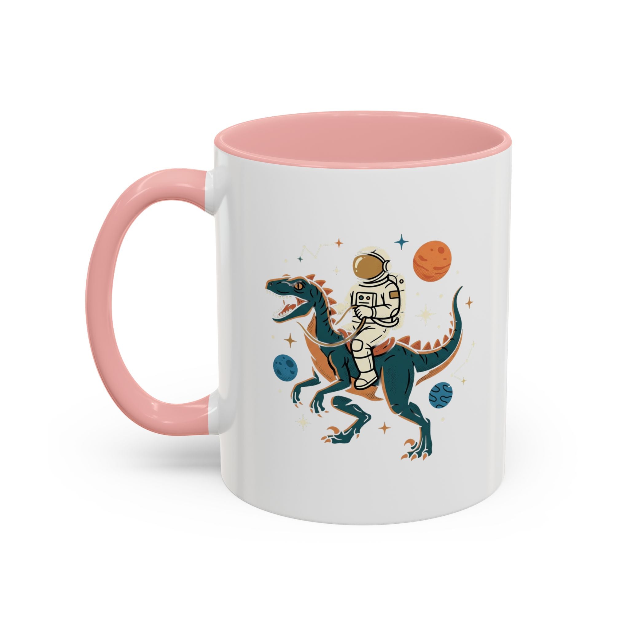 Coffee Mug | Astronaut Riding Velociraptor Accent Mug