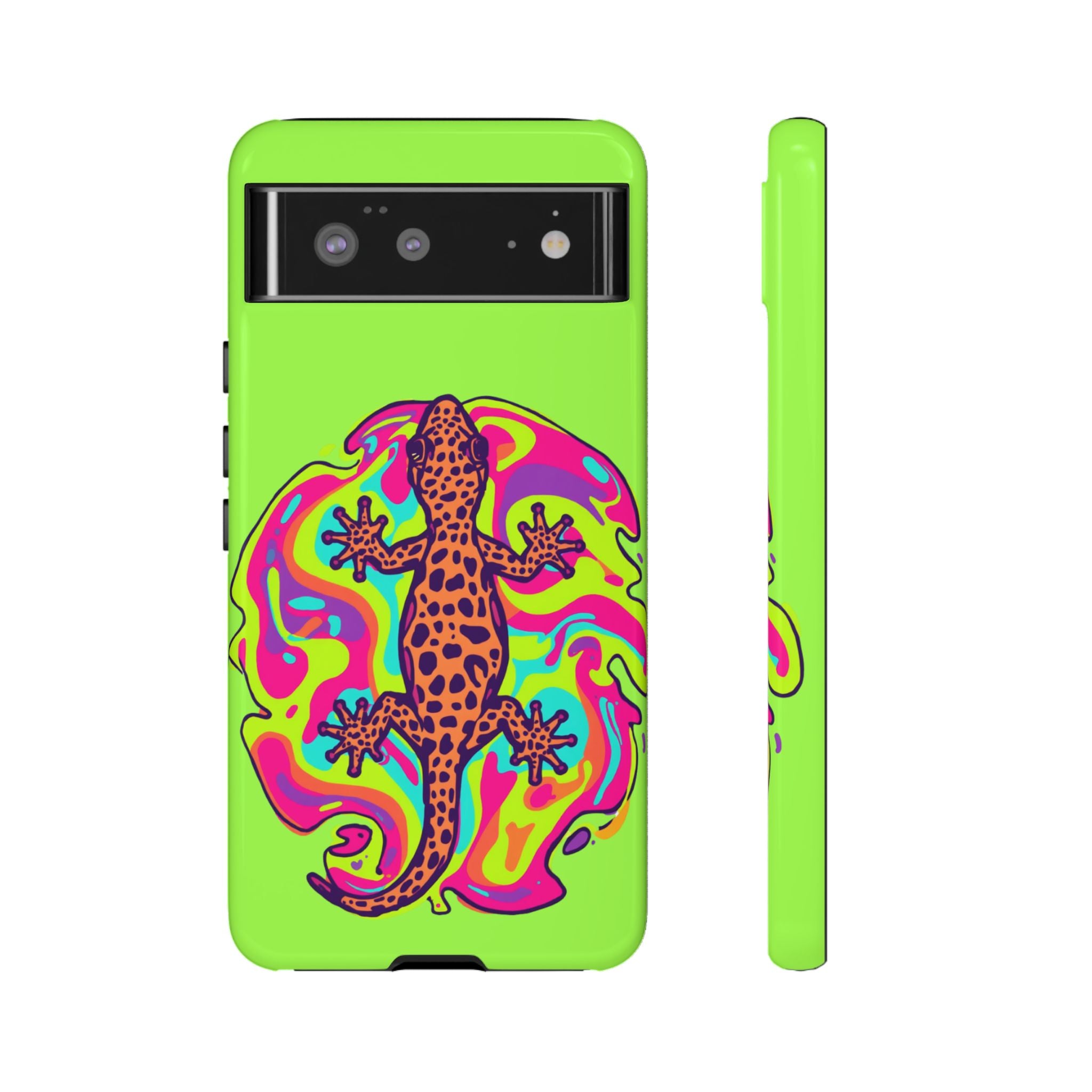 Phone Cases | Neon Leopard Gecko Swirl Phone Case