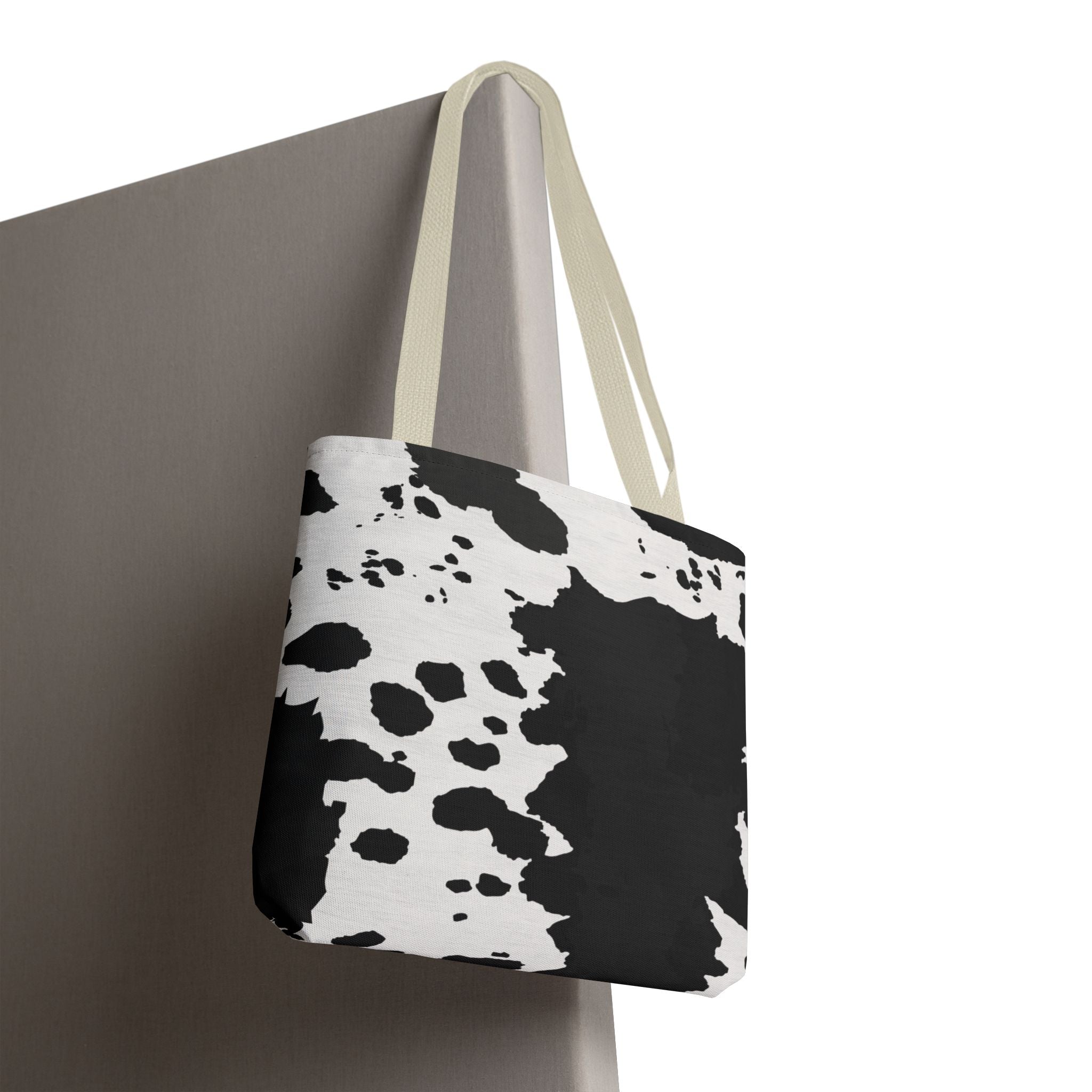 Tote Bag | Black & White Cow Print Patterned Shoulder Tote