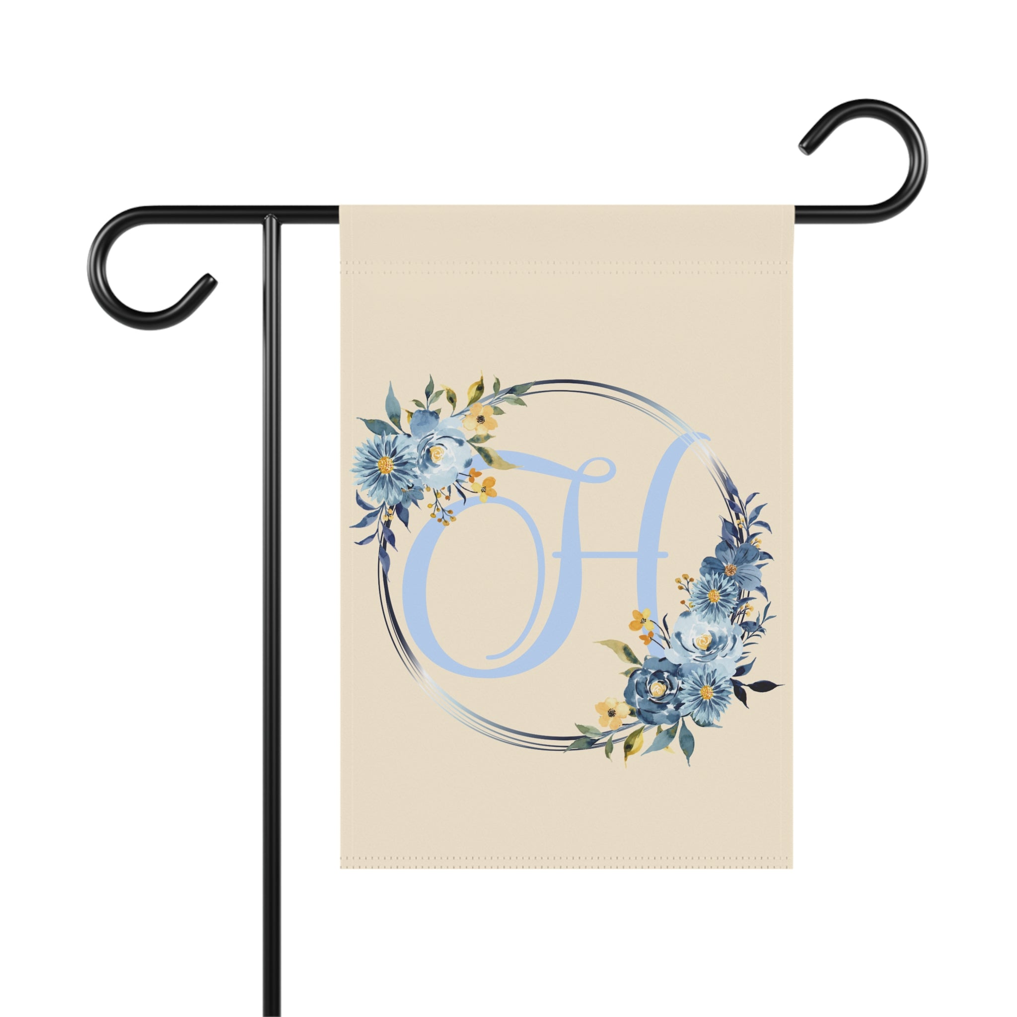 Home & Garden Banner | 'H' Monogram Floral Wreath Flag