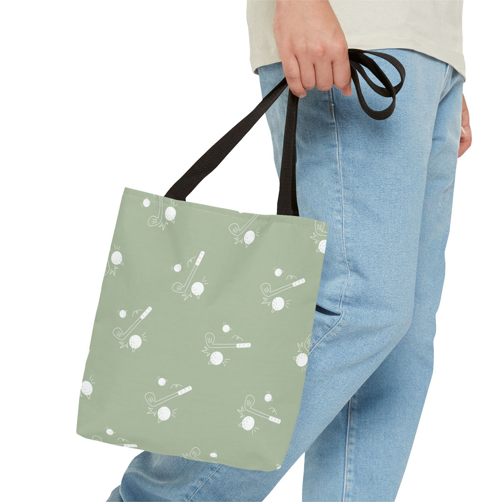 Tote Bag | Sage Green and Golf Pattern Shoulder Bag