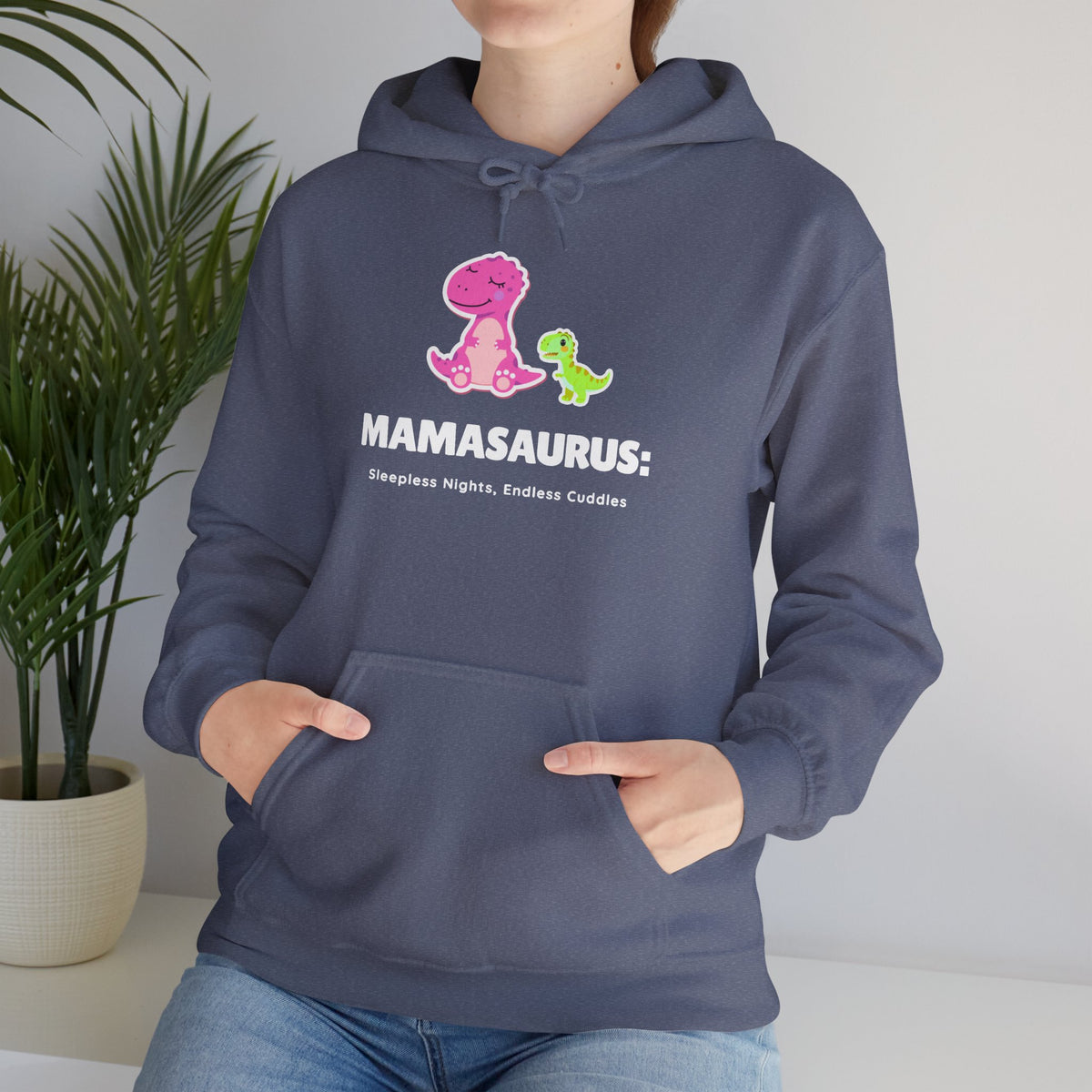 Pink Mama Dino with Baby Hoodie