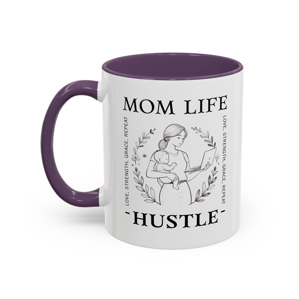 Mom Life Hustle Coffee Mug | Mom Life Accent Ceramic Mug 11/15oz