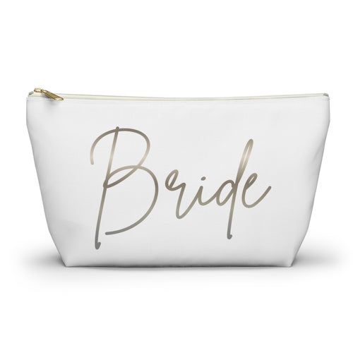 "Bride" Script in Silver Cosmetic Bag