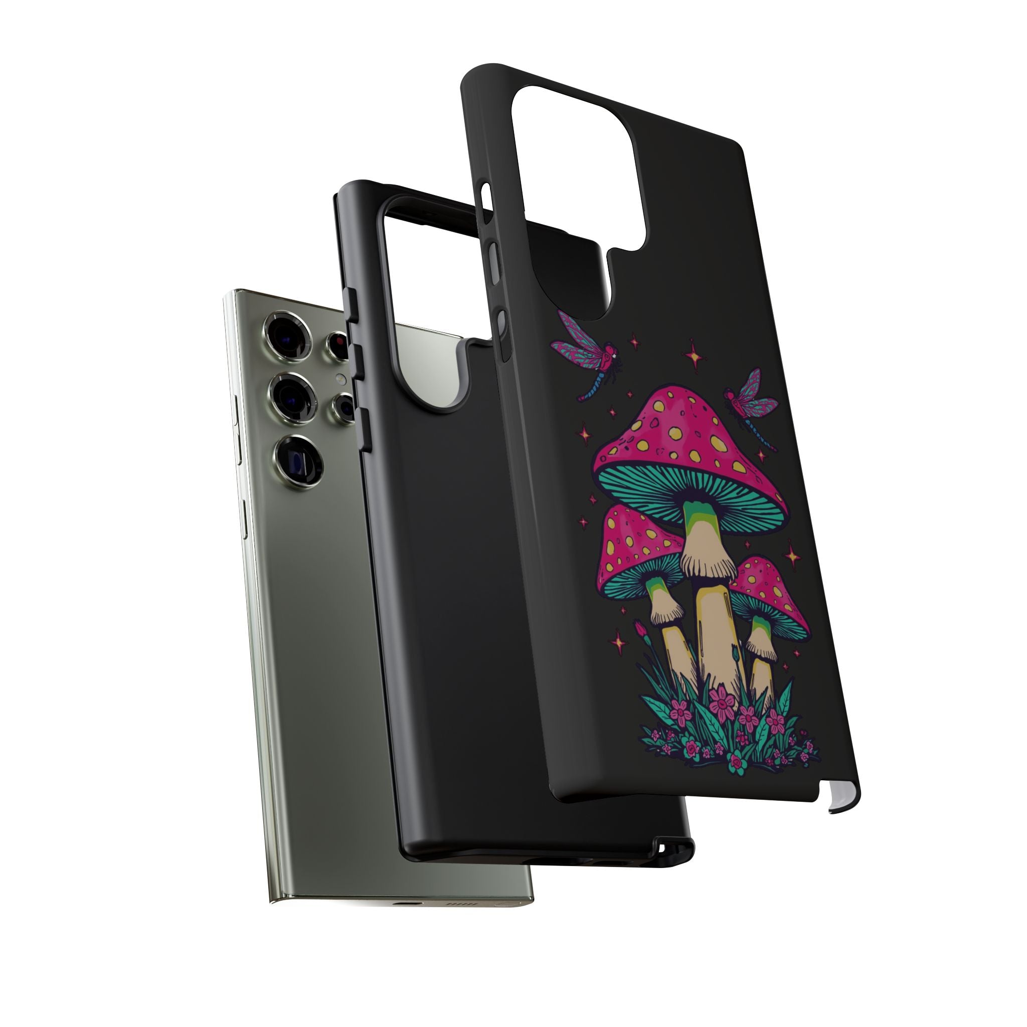 Phone Cases | Colorful Mushroom and Dragonfly Print Tough Case