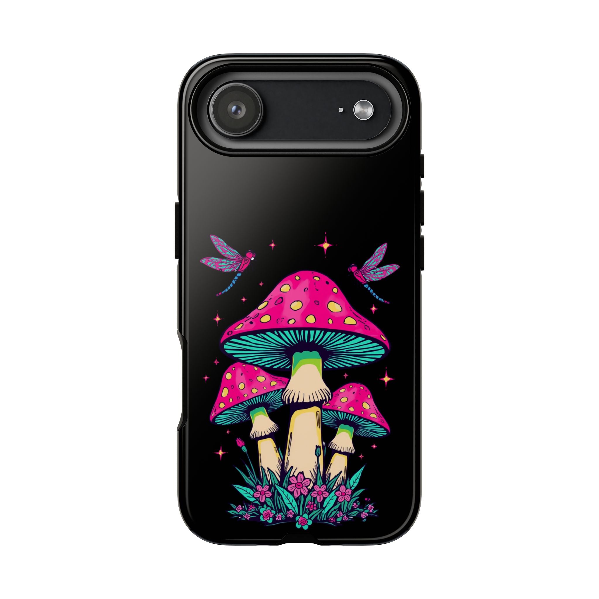 Phone Cases | Colorful Mushroom and Dragonfly Print Tough Case