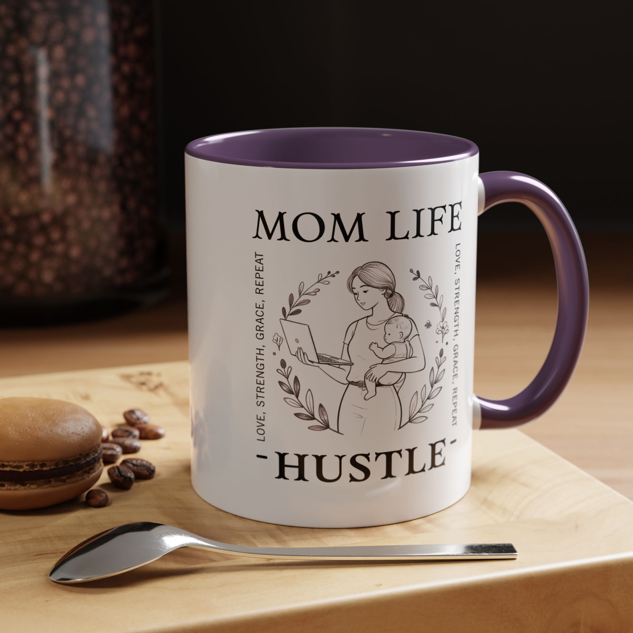Mom Life Hustle Coffee Mug | Mom Life Accent Ceramic Mug 11/15oz