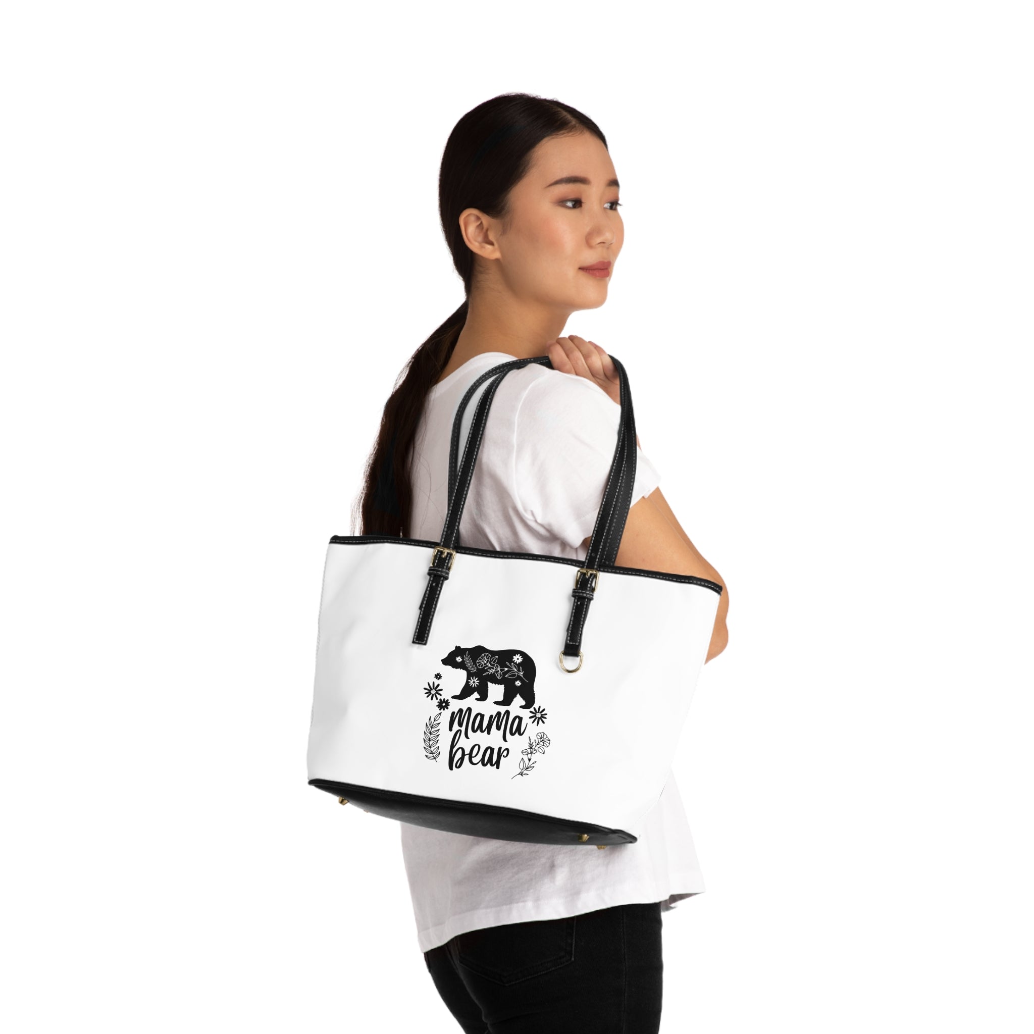 Handbag | 'Mama Bear' Shoulder Bag – Floral Bear Tote for Moms