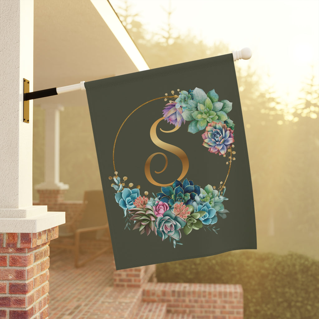 Home & Garden Banner | 'S' Monogram Succulents Flag