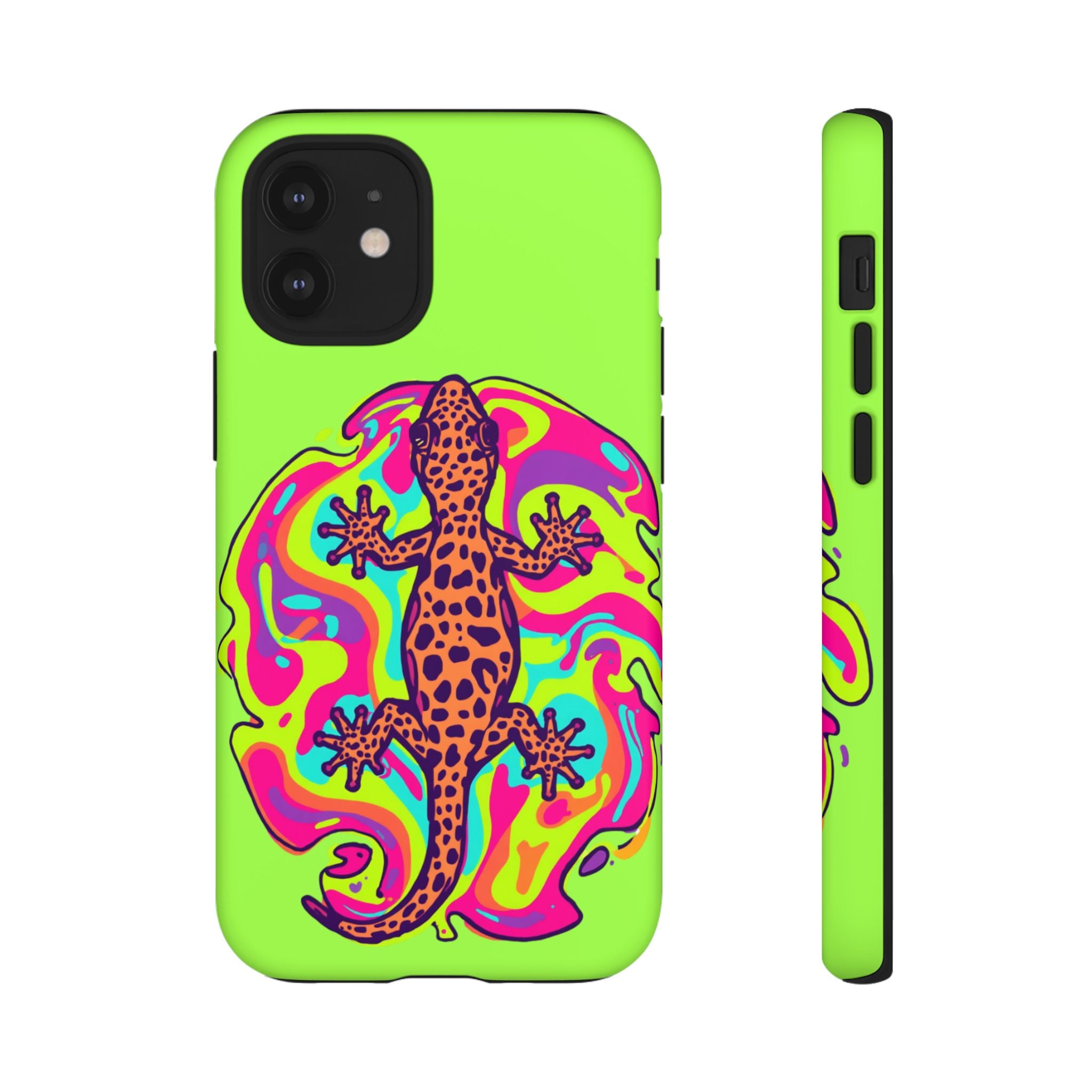 Phone Cases | Neon Leopard Gecko Swirl Phone Case