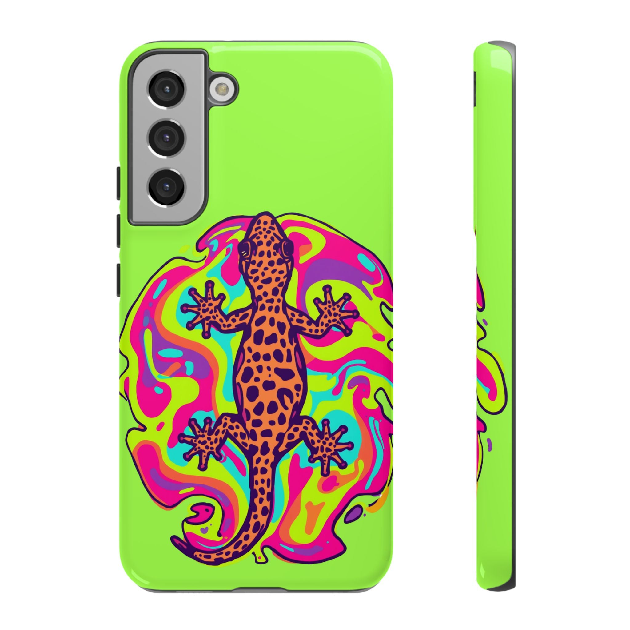 Phone Cases | Neon Leopard Gecko Swirl Phone Case