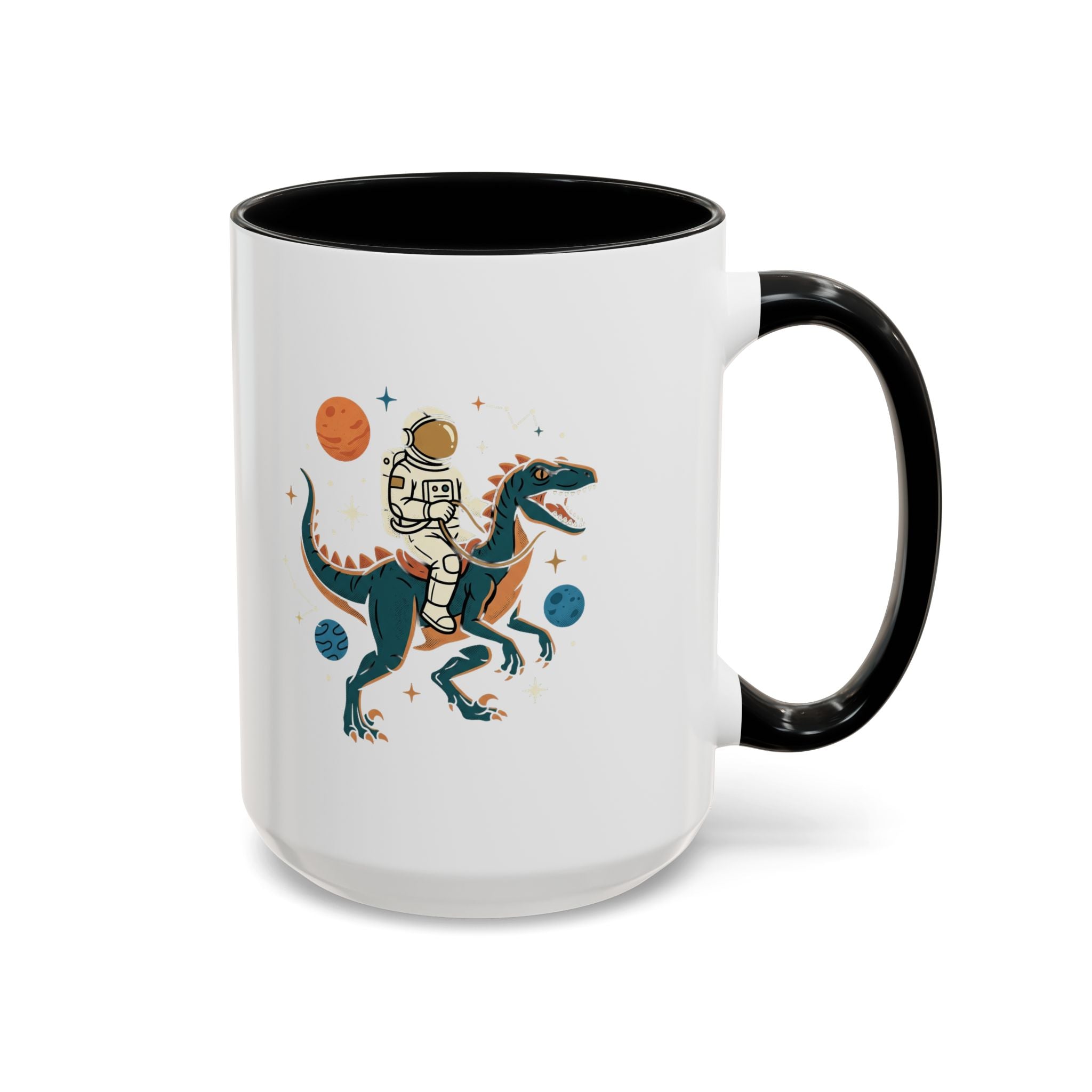 Coffee Mug | Astronaut Riding Velociraptor Accent Mug