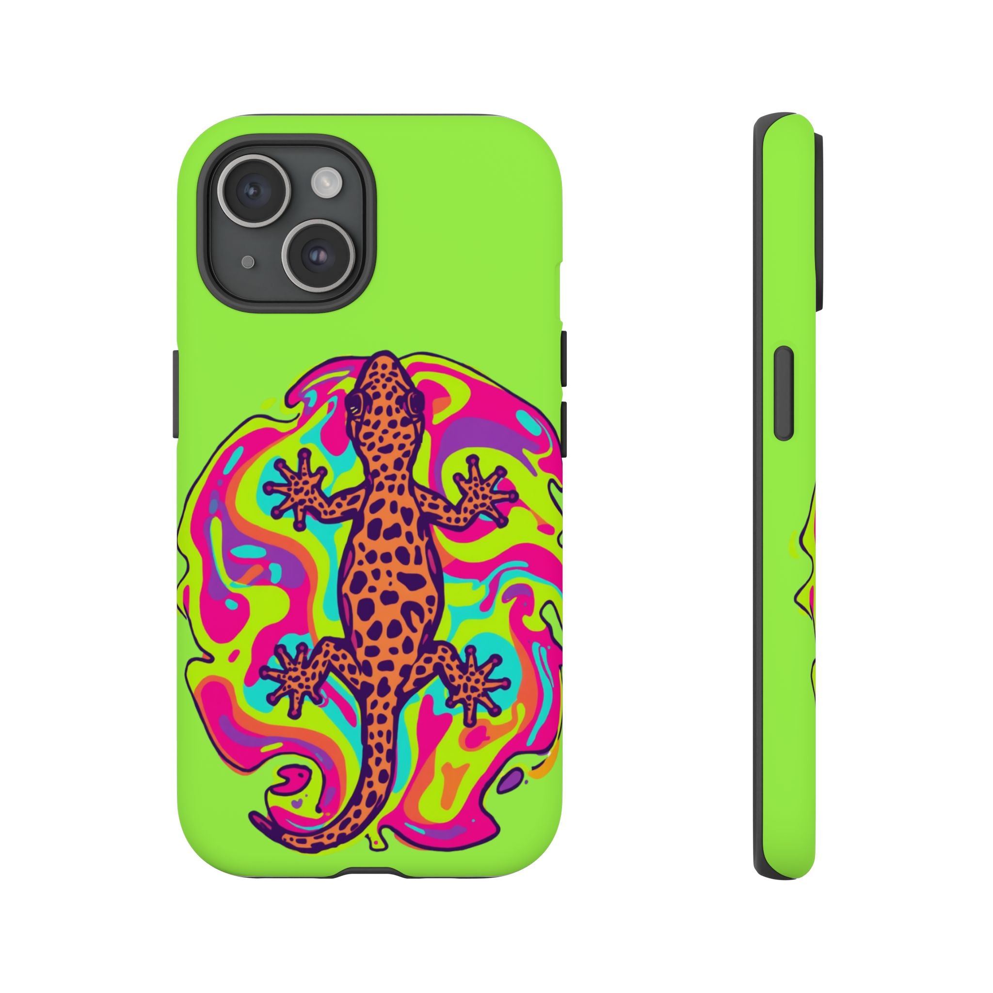 Phone Cases | Neon Leopard Gecko Swirl Phone Case