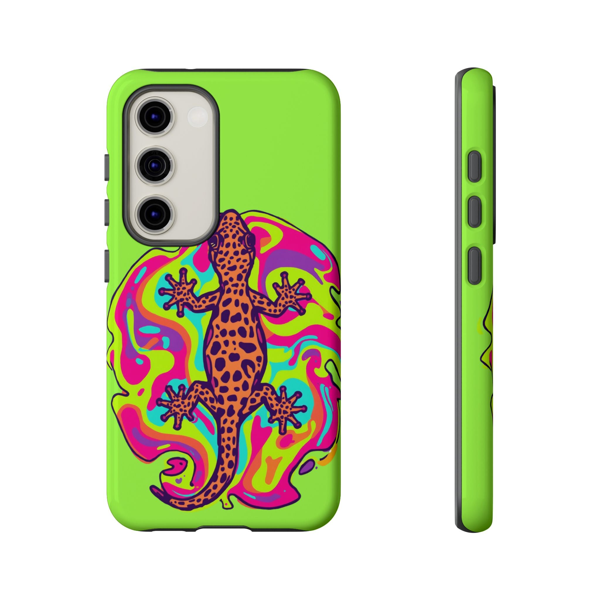 Phone Cases | Neon Leopard Gecko Swirl Phone Case