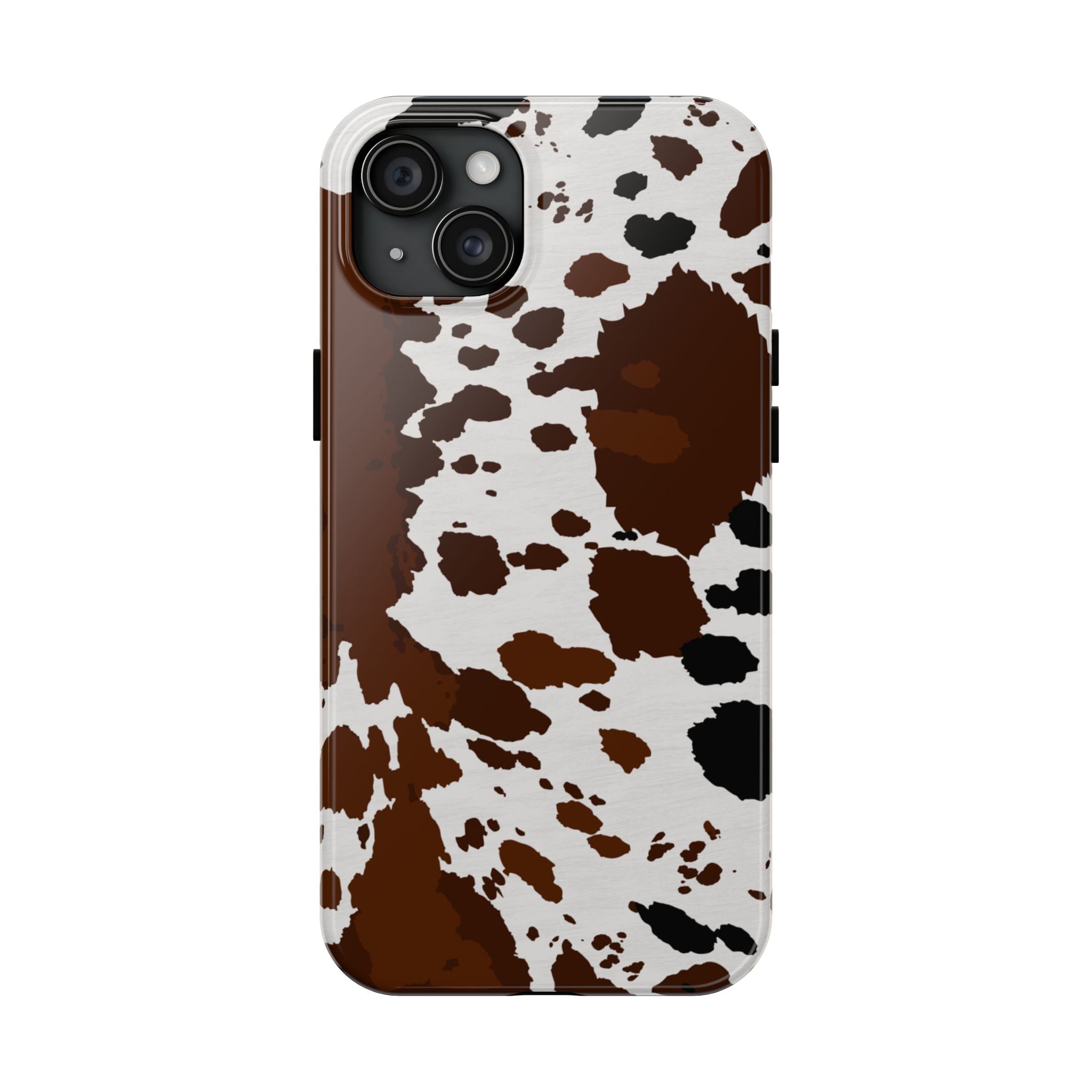 Phone Case | Brown & White Cowhide Pattern Tough Protective Cover