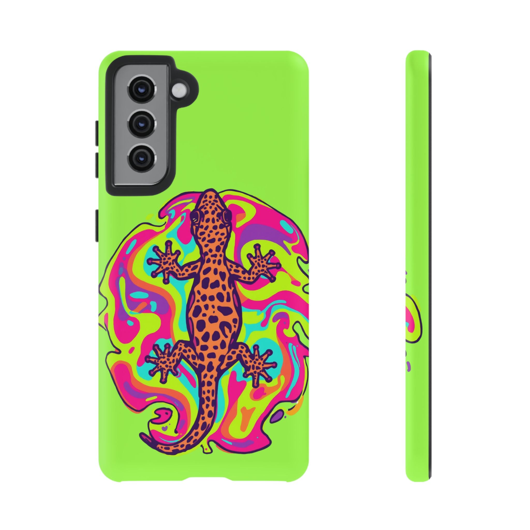 Phone Cases | Neon Leopard Gecko Swirl Phone Case