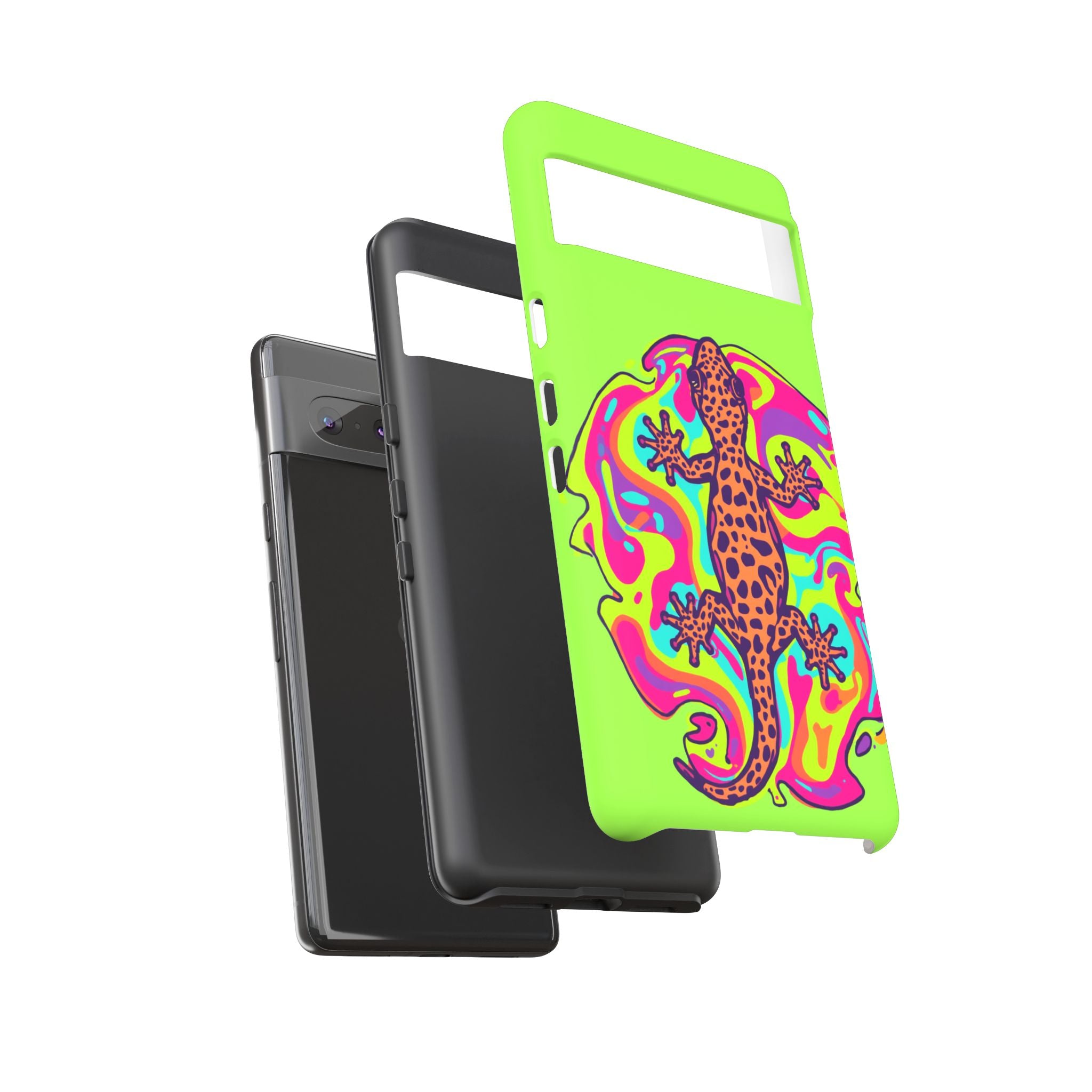 Phone Cases | Neon Leopard Gecko Swirl Phone Case