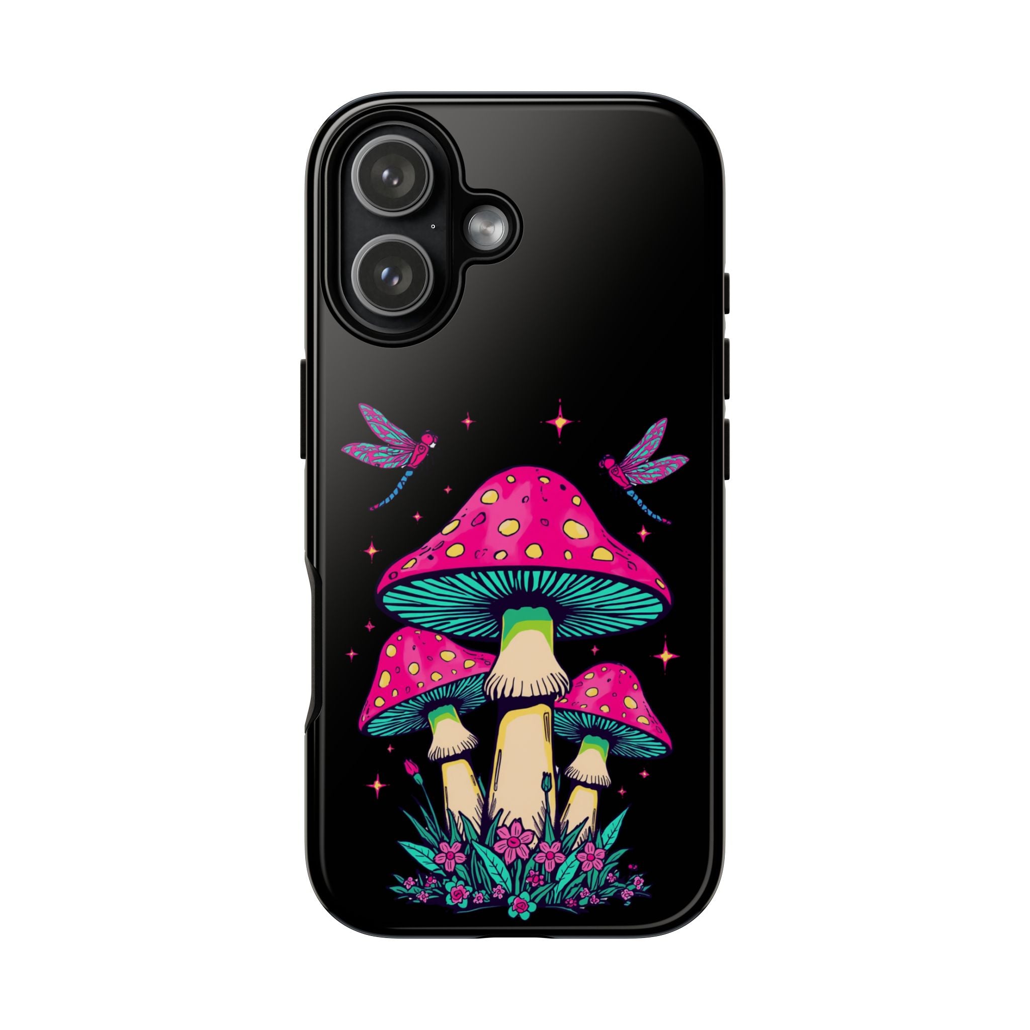 Phone Cases | Colorful Mushroom and Dragonfly Print Tough Case